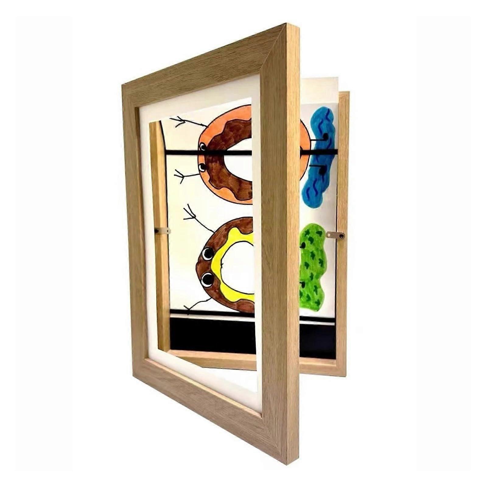 Children Art Frames Magnetic FrontOpen Changeable Wood Frame A4 21x30cm for Photos, Drawings, Paintings