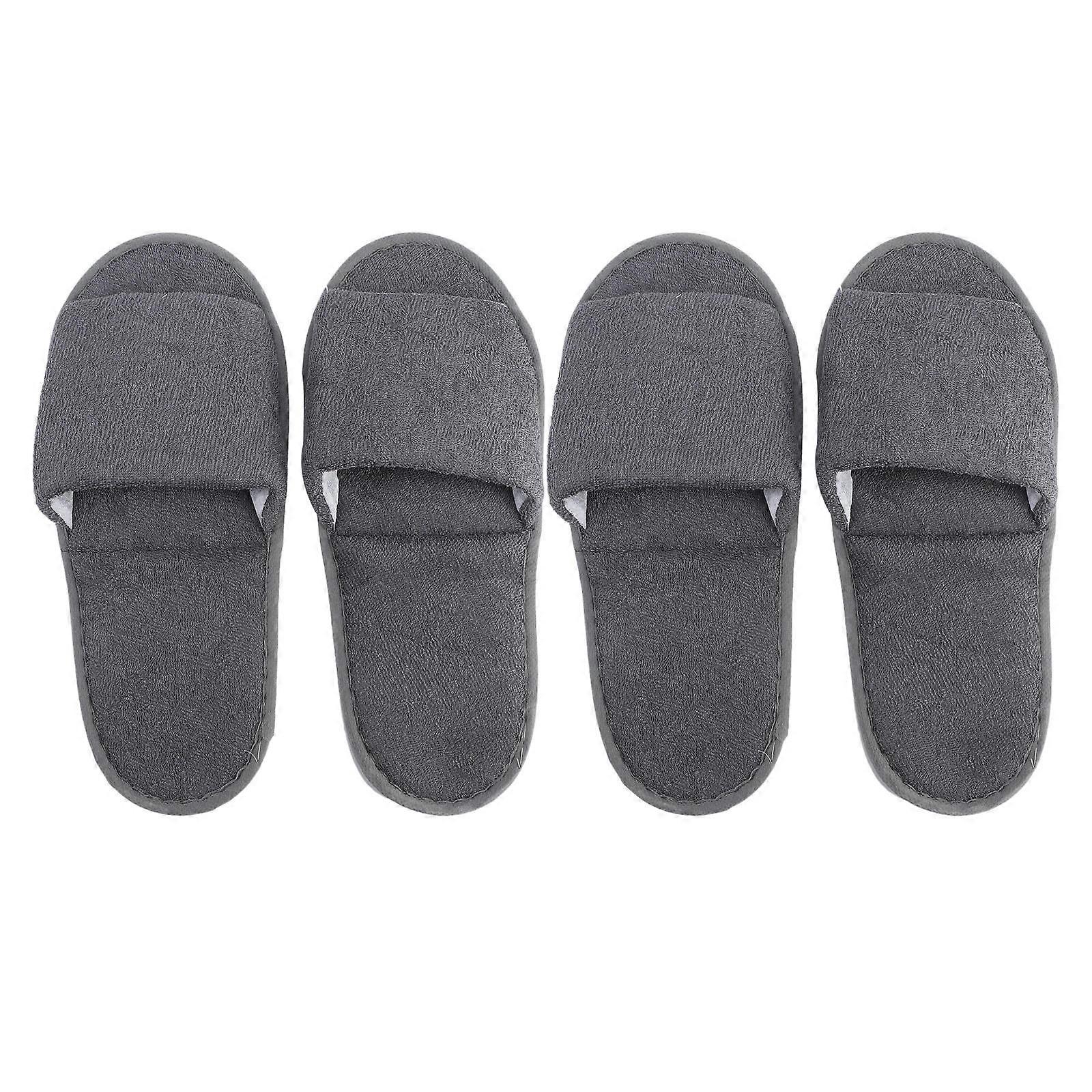 Travel Slippers Folding Cloth Slippers for Home Use 2Pairs Grey Portable Set