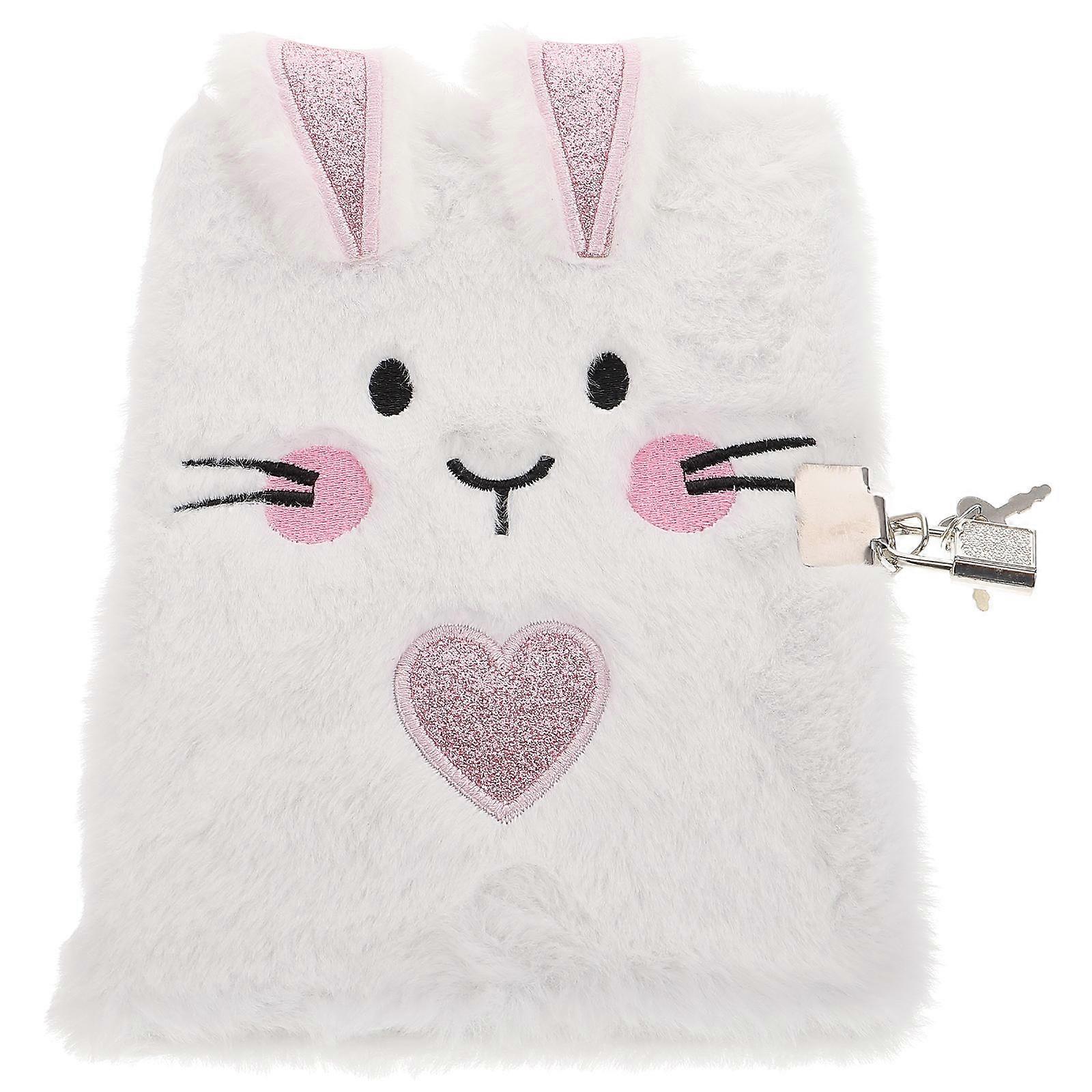 Cute Plush Cover Bunny Notepad 2Pcs For Students Daily Writing Suitable For Home And Study 21.5X14.8CM