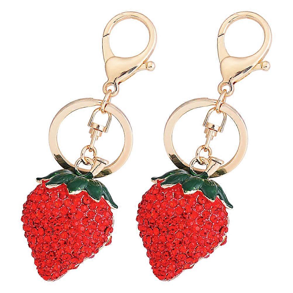 Strawberry Keychain Alloy Bag Pendant for Decoration 8Pcs with Red Color