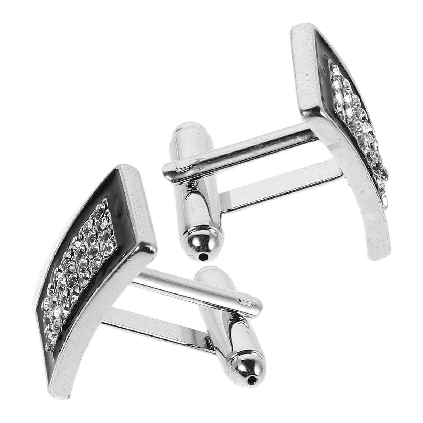Elegant Crystal Cufflinks for Men Black 5Pairs for Wedding and Anniversary