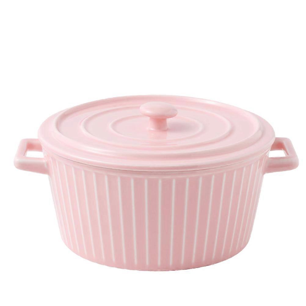 Lunch Container Ceramic Instant Noodle Bowl for Kitchen Use Pink
