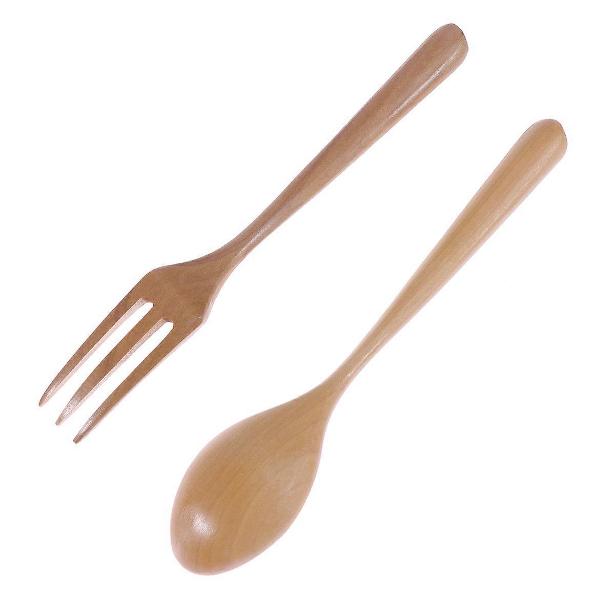 Lightweight Wooden Flatware Set For Home Office School Use Triangle Handle Reusable 2Pcs