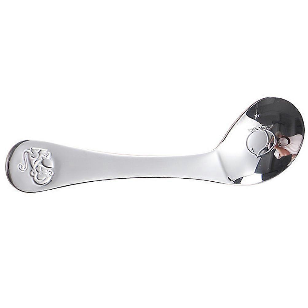 Baby Feeding Spoon Utensils Set 5Pcs Perfect For Home Use Featuring Mouth Shape Matched Design Silver