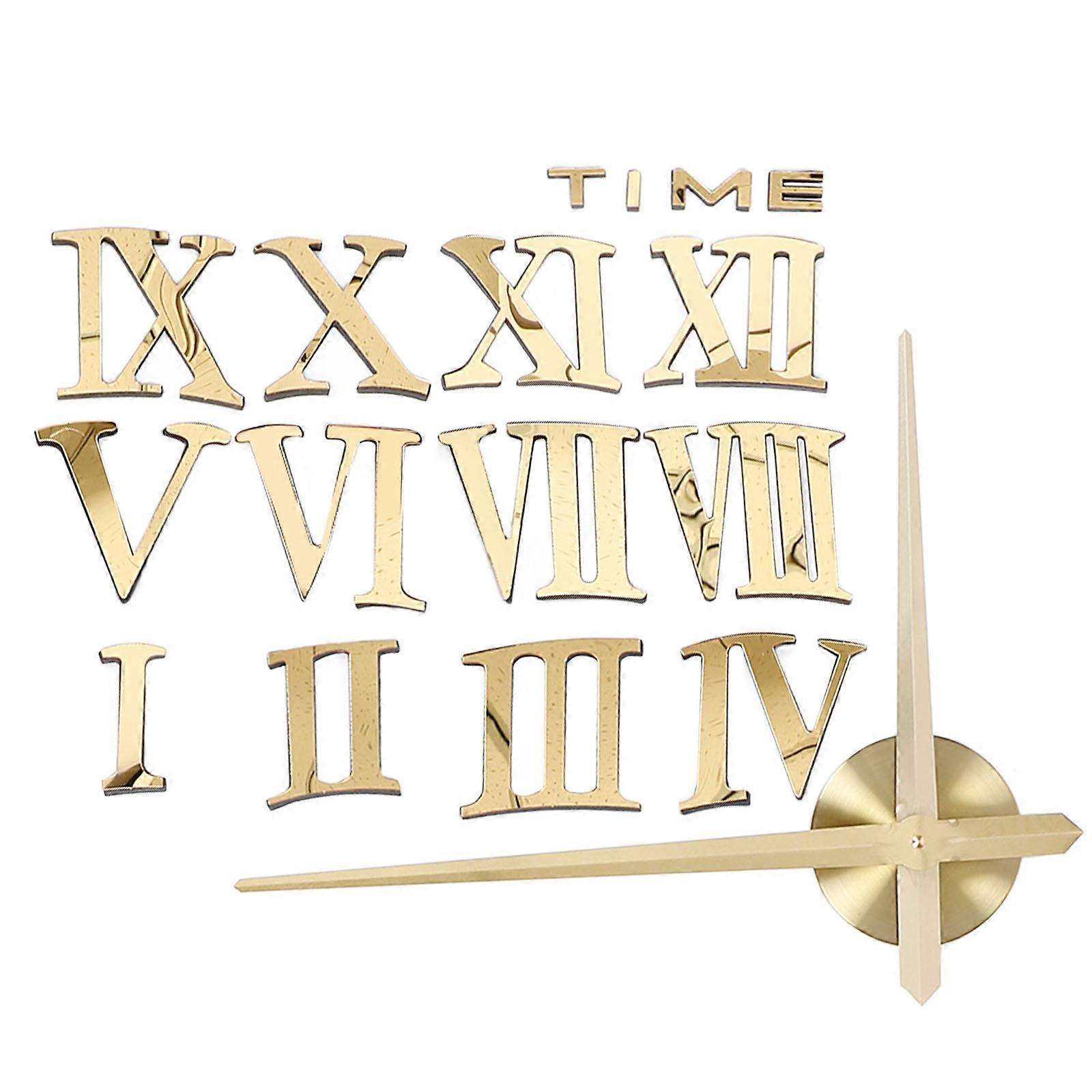 Acrylic Wall Clock Wall Hanging Clock for Living Room 3Sets Golden
