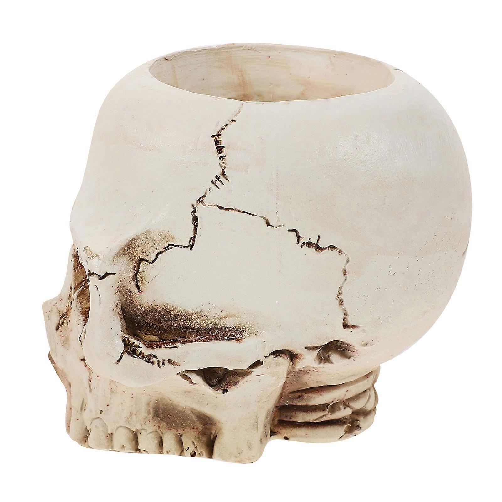 Resin Skull Flower Container for Decor 4Pcs Halloween Assorted Color Flower