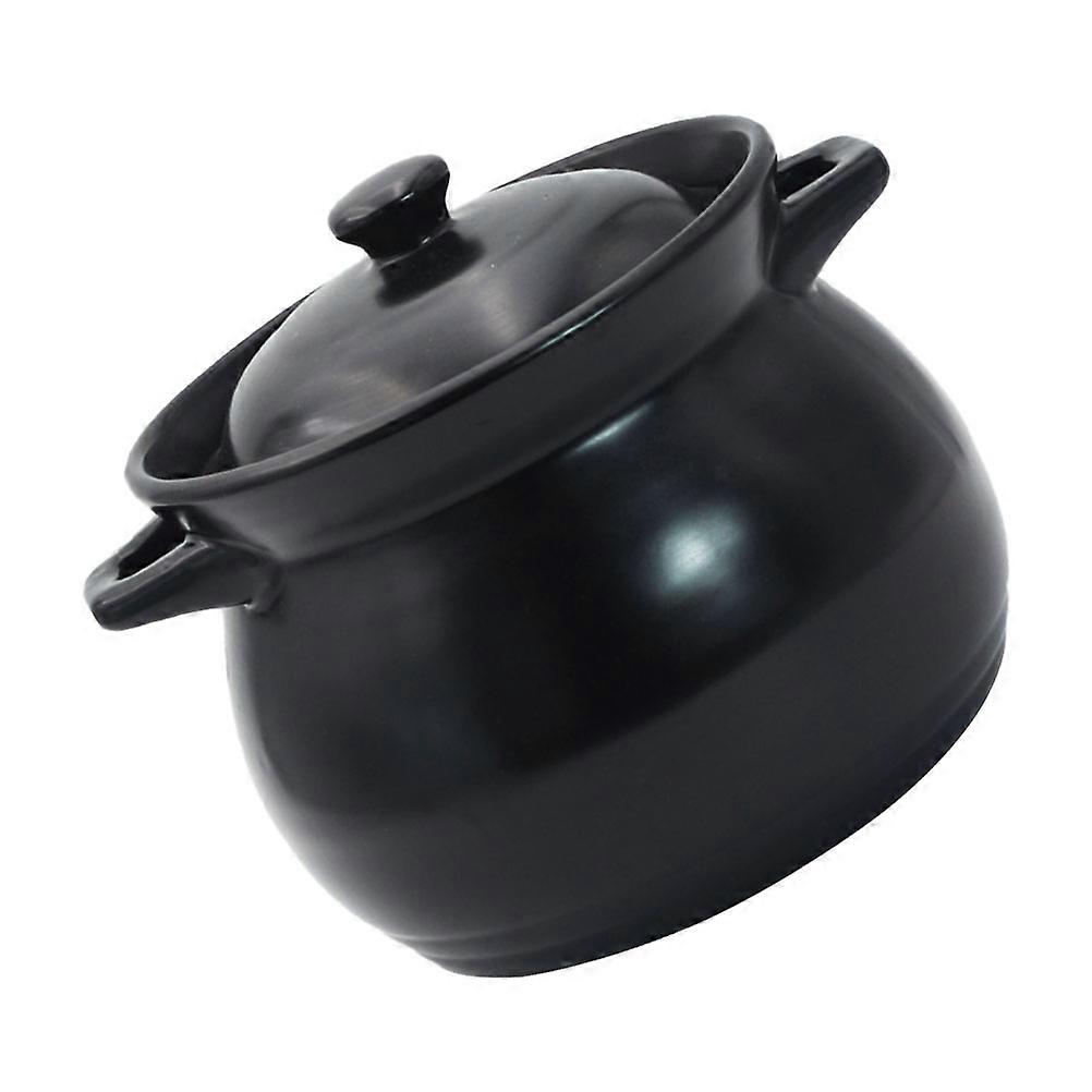 Ceramic Braised Chicken Rice Pot for Home Use 2Pcs Black Cooking