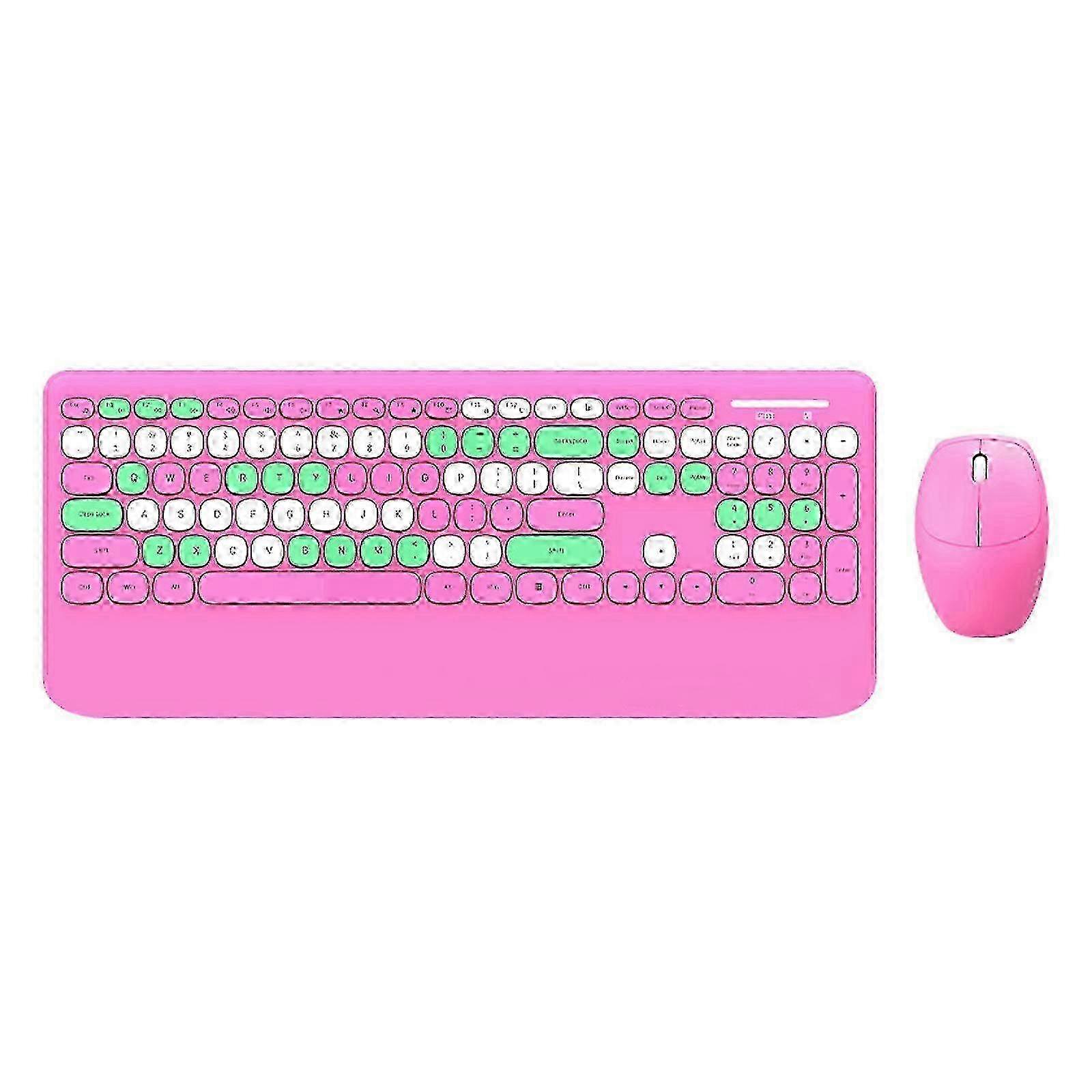 Wireless 2.4ghz Keyboard And Mouse Combination Retro Round Keycap Cute Keyboard