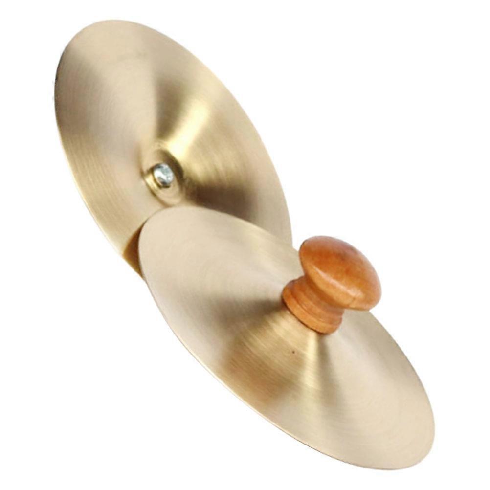 Finger Cymbals With Wooden Handles 6Pcs For Dancers Children Entertainment Golden Circular Structure Produce Clear Sound
