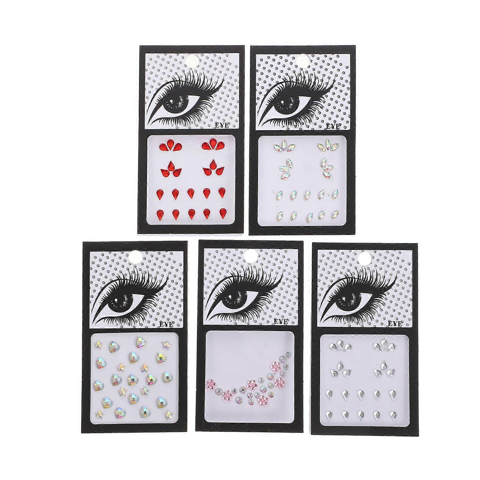 Face Jewels Flat Back Gems for Face Makeup 20 Sheets Assorted Color