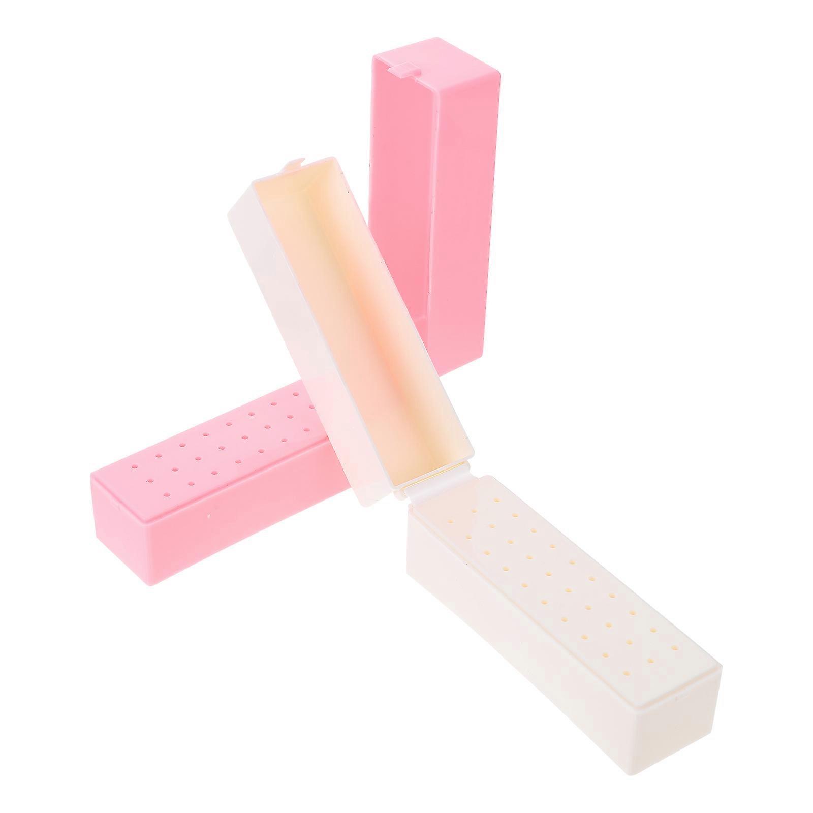 White Grinding Head Storage Box for Nail Salon Use 2Pcs Durable ABS