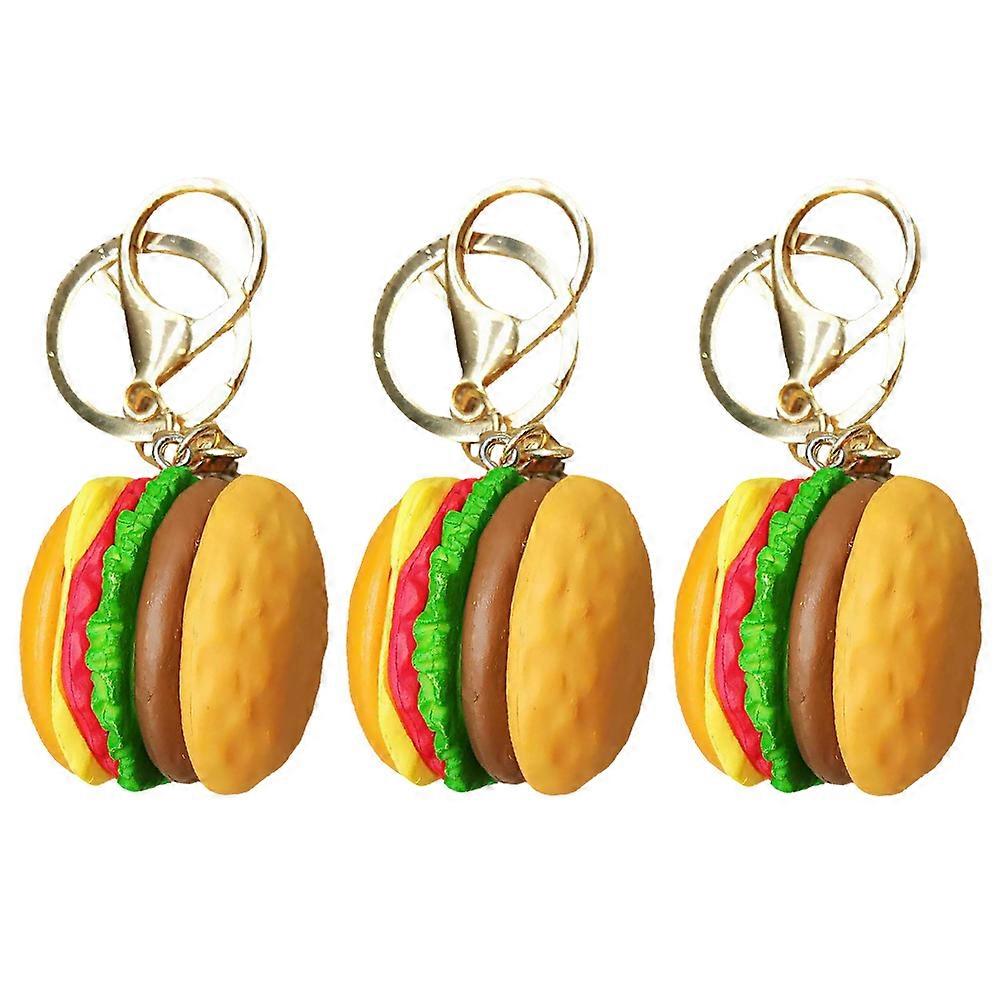 Cute Burger Keyring Charm 3Pcs For Any Occasion Daily Use Key Hanging Accessory 10X3X3CM