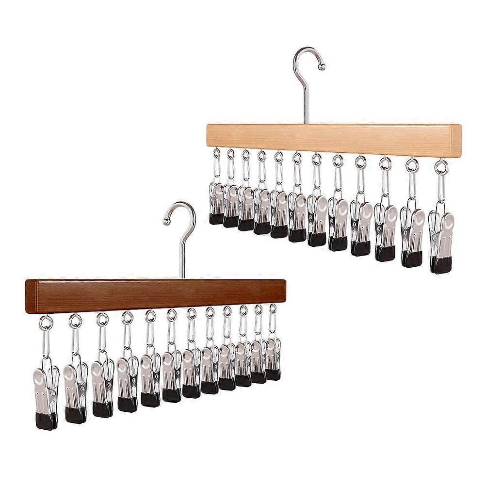 Multipurpose Clothes Hanger Organizer Wooden Clips for Hanging 4Pcs Set