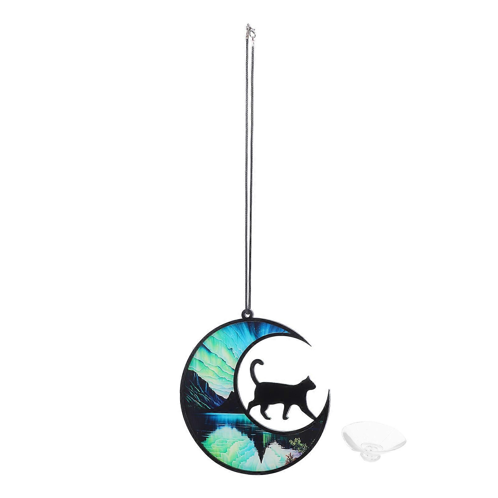 Acrylic Wall Decor Moon Cat Style for Bedroom Featuring 4Sets Hanging