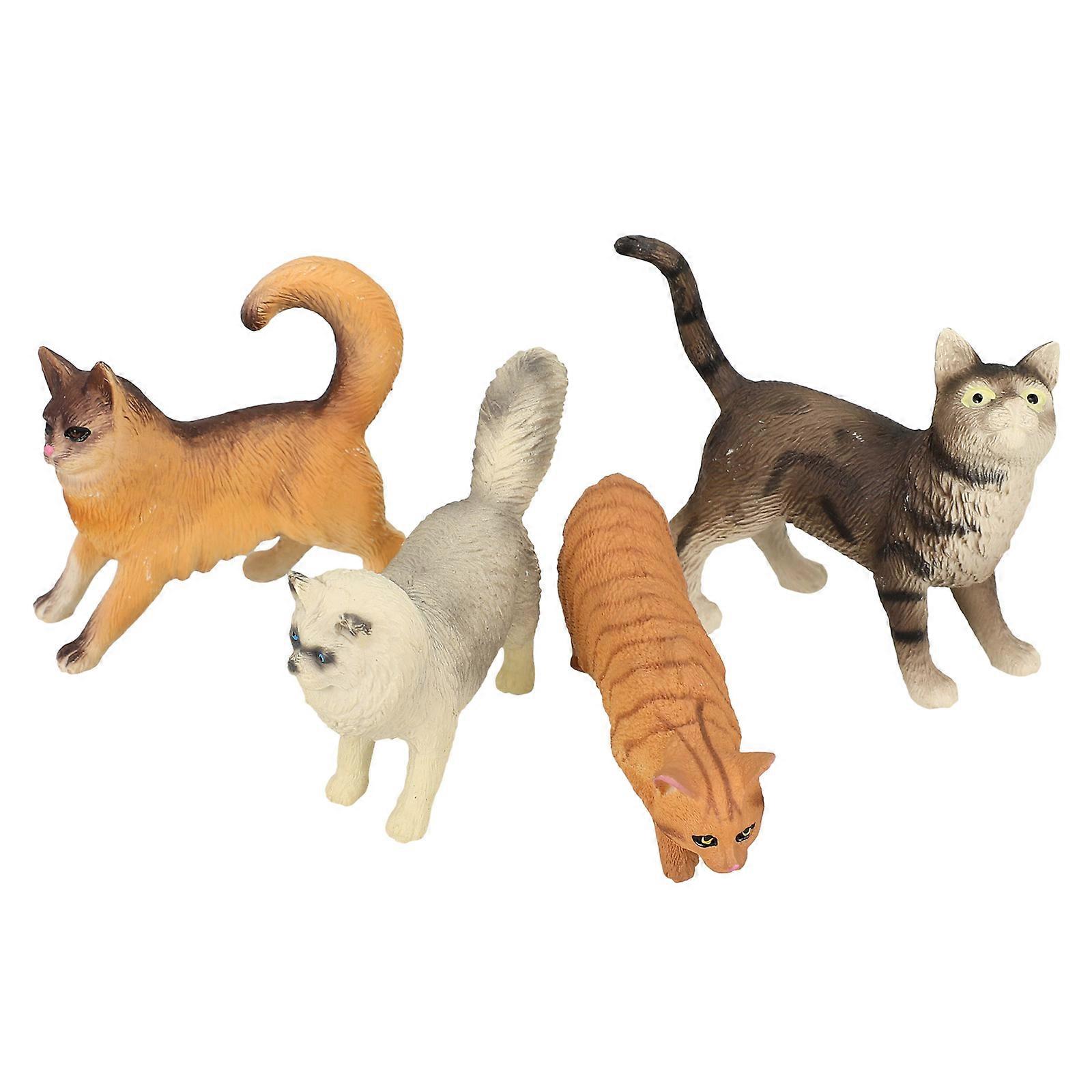 Simulation Animal Model Cat Figure Assorted Color Realistic Design Educational Tool 4Pcs