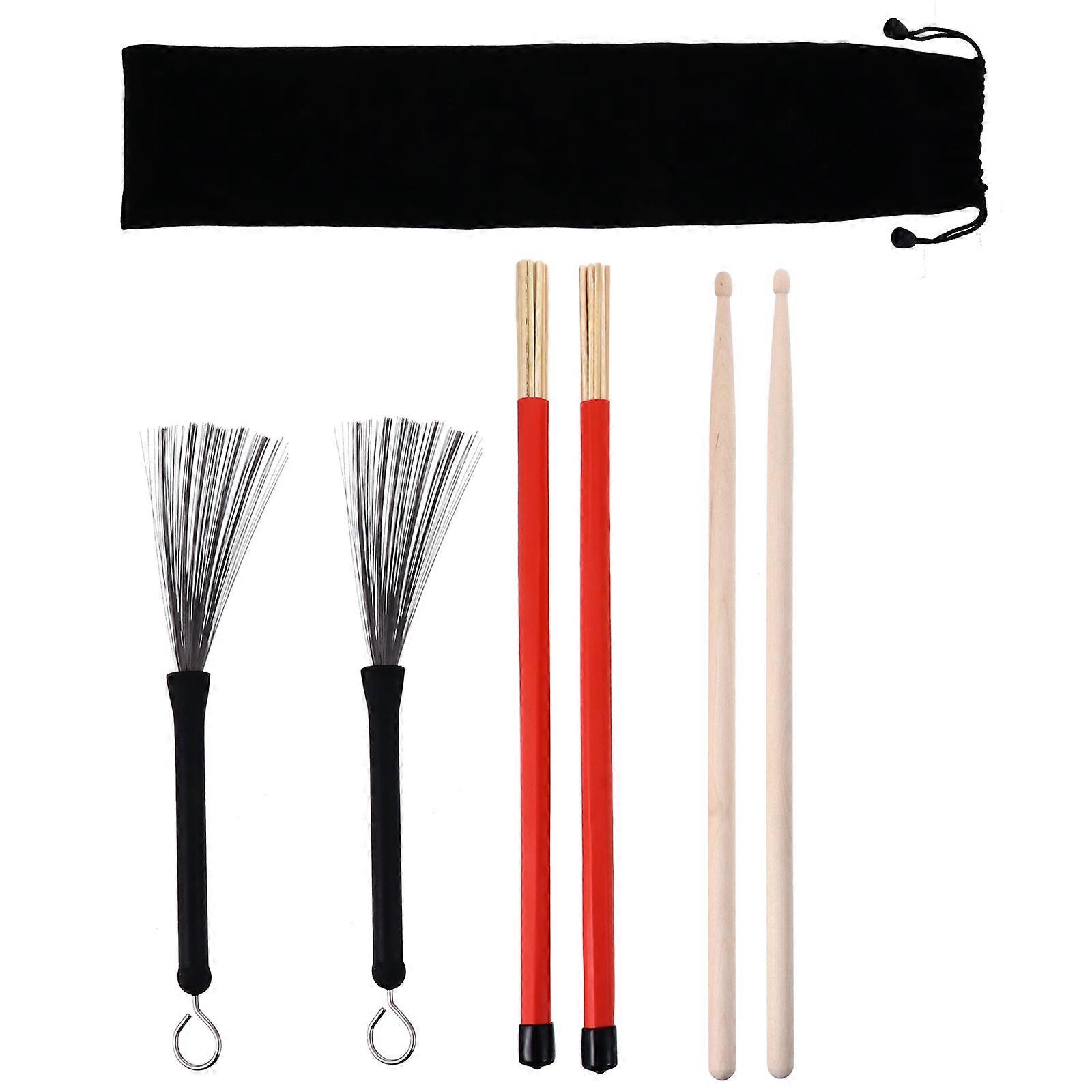 Drumstick Drum Steel Brush Set Practice Musicians Comfortable Grip 1Set
