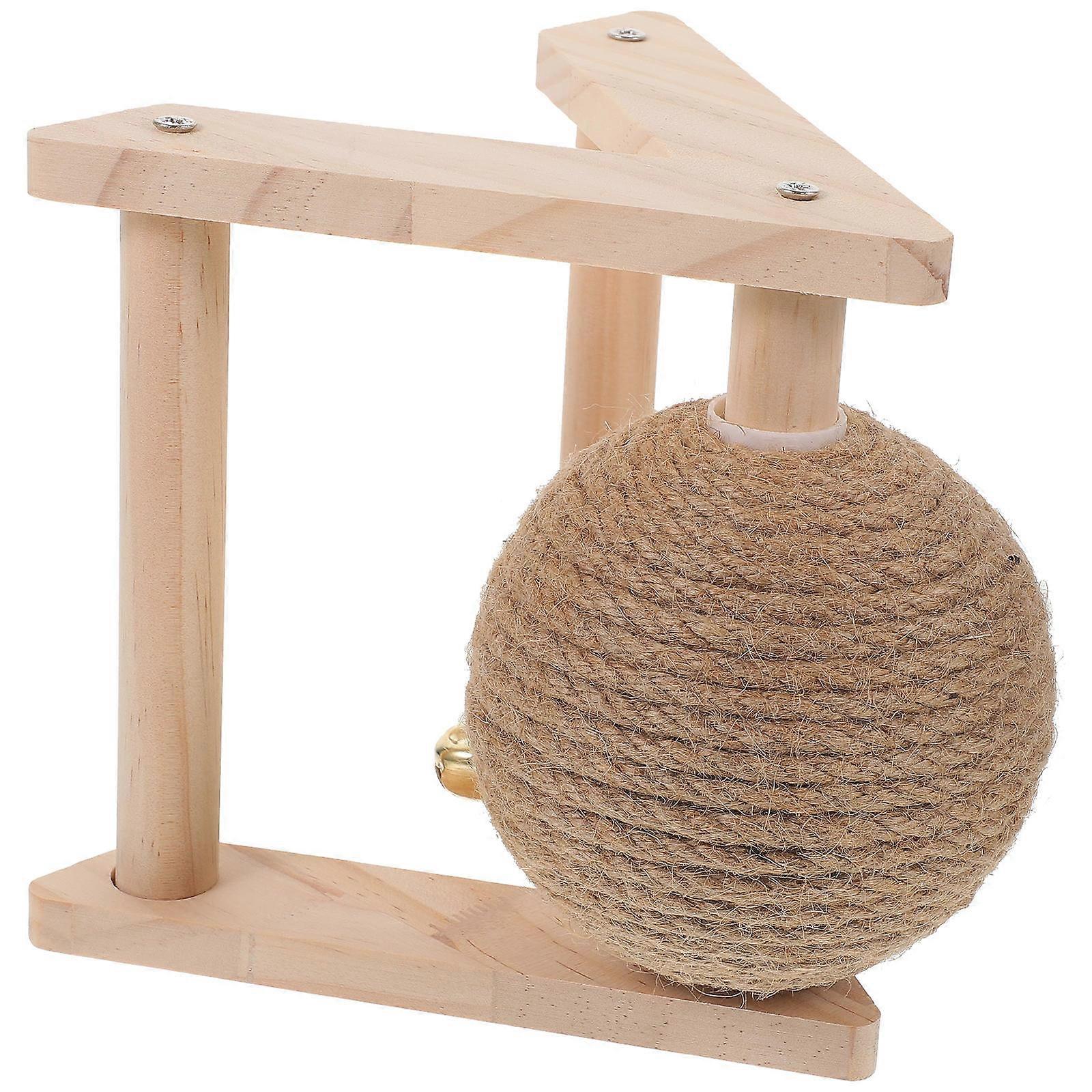 Wood and Sisal Cat Scratching Globe Toy for Active Play 2Pcs