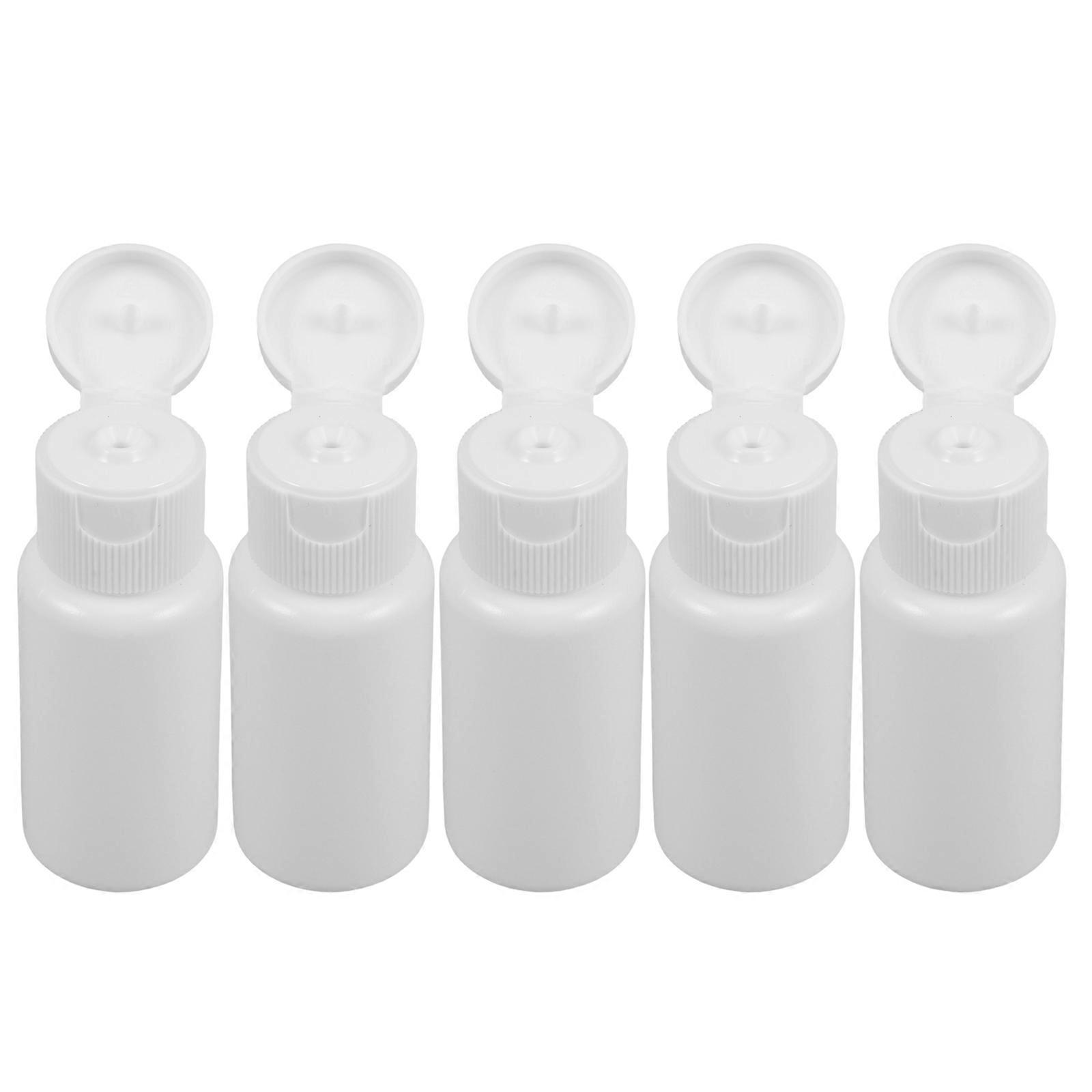 Cosmetic Plastic Liquid Packaging Bottles for Storage 5Pcs White Leakproof Flip Cap