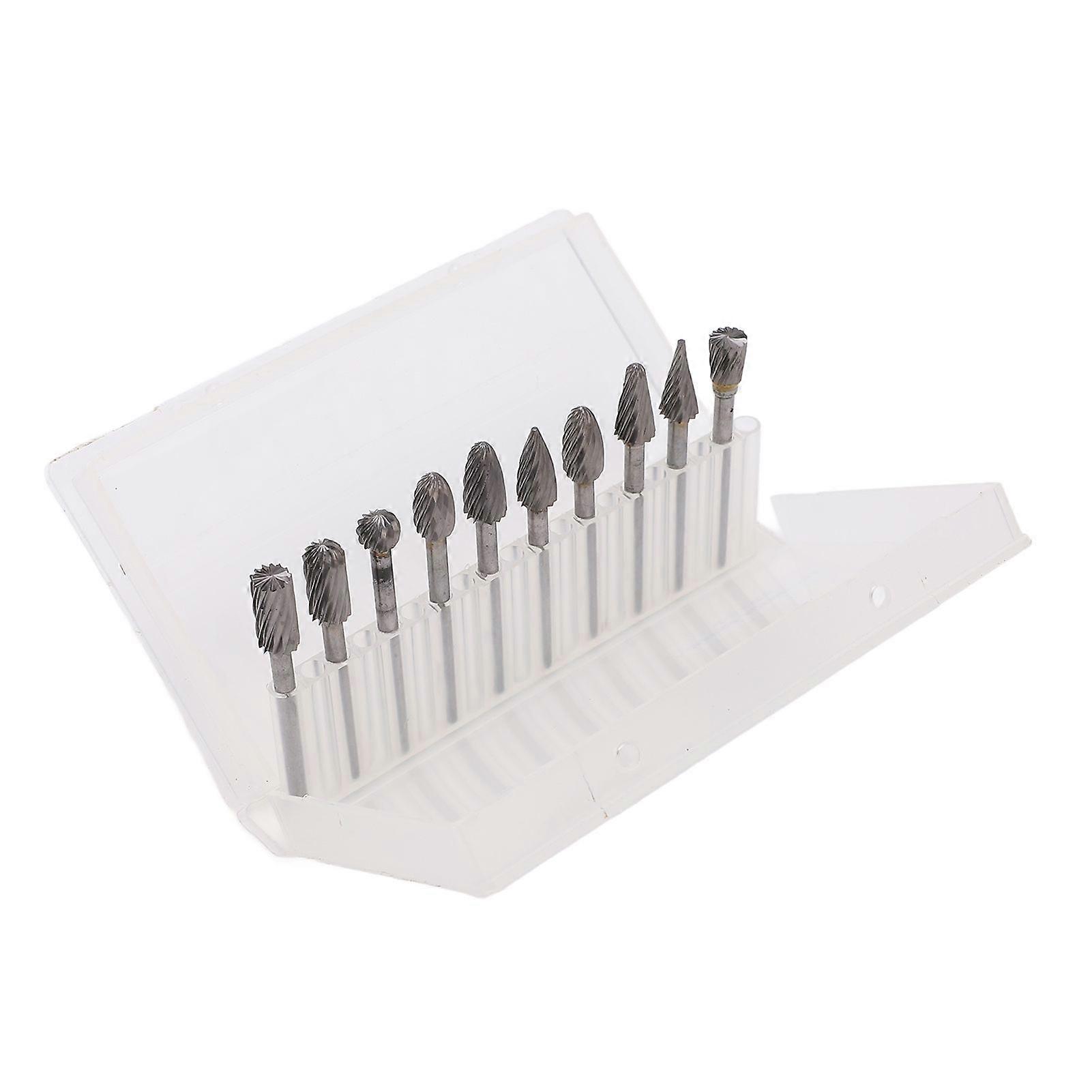 10Pcs Rotary File Burr Grinding Bit Cemented Carbide Tool Set Kit for Chamfering