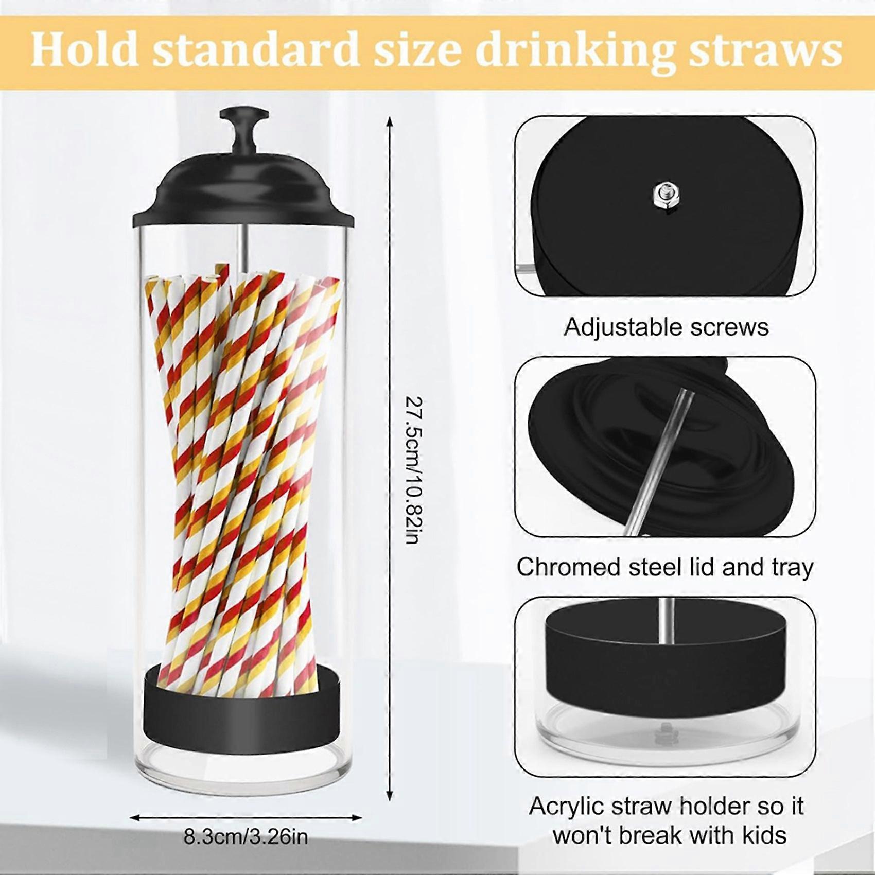5X Straw Holder for Standard Size Drinking Straws, Plastic Straw Dispenser for Counter with Lid