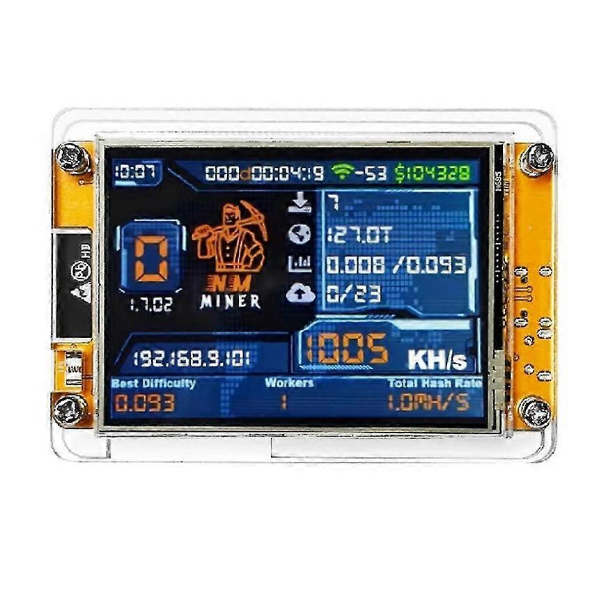 NerdMiner V2 Crypto Miner Bitcoin Solo Mining Hashrate Display
