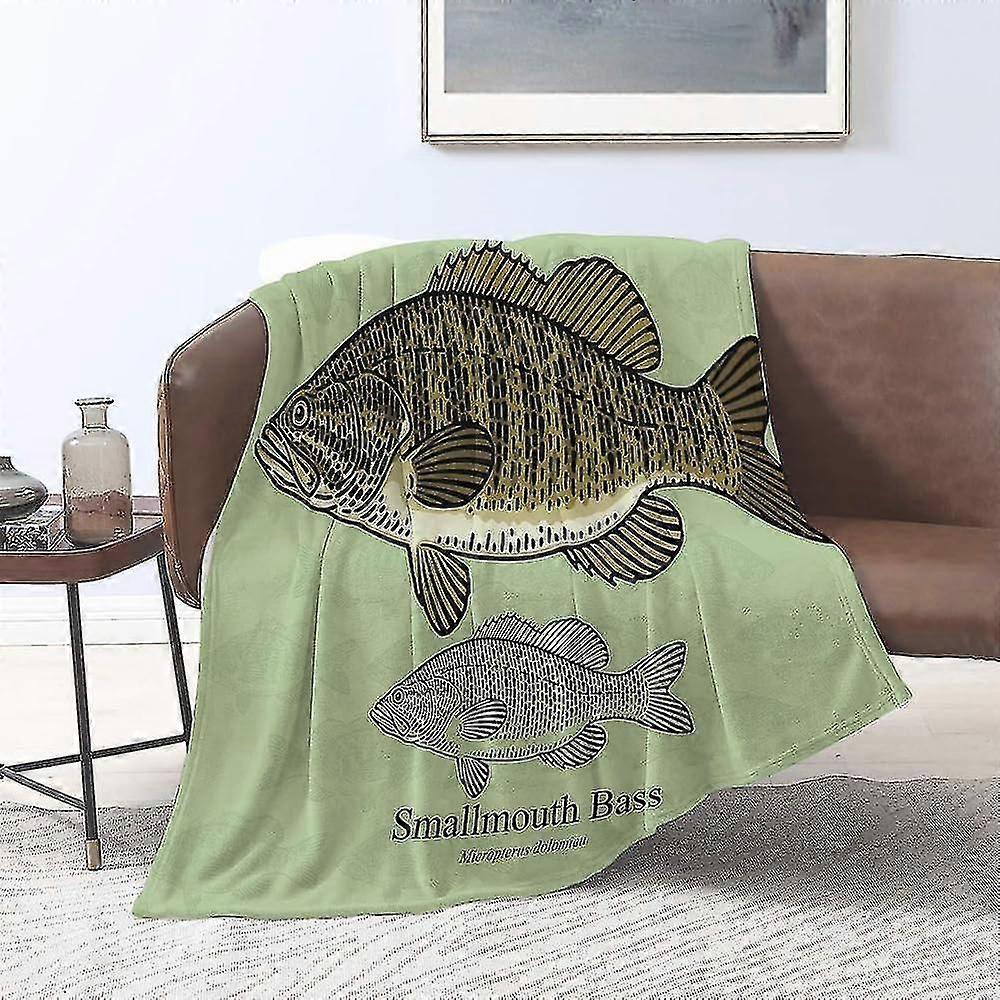 Tæppe Flannel Tæpper, Smallmouth Bass Smallie Raffinerede Detaljer Og Optimeret Strøg, Der Tillader Den At Være I S, Tæpper Til Sofa Blødt Tæppe Seng Th