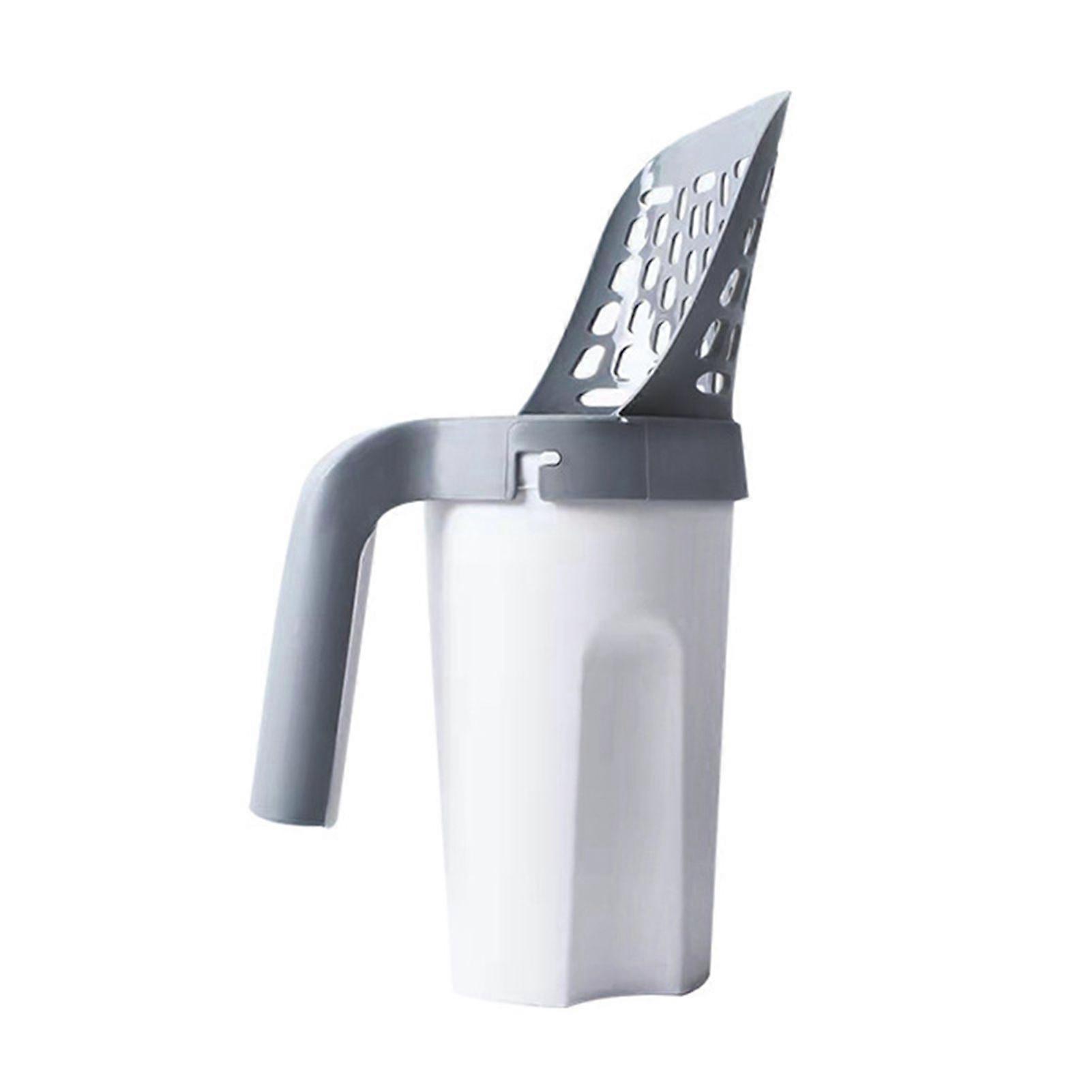 Cat Litter Scooper with Trash Container Large Capacity Portable Litter Scoop with Holder Integrated Detachable Sifter Shovel for Litter Box