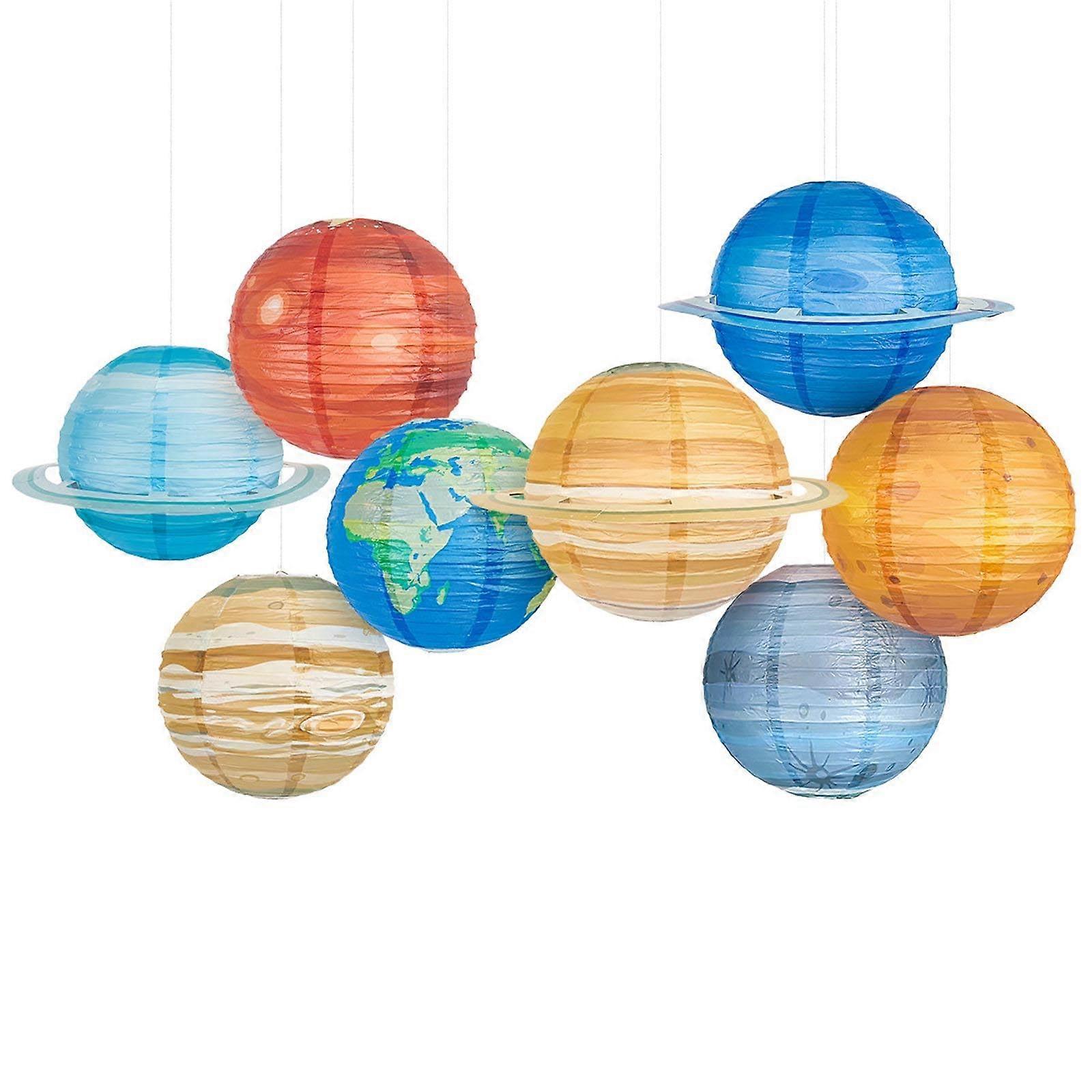 1Set For Space Theme Birthday Parties, Hanging Paper Planets, Assorted Colors, Size 12Cm