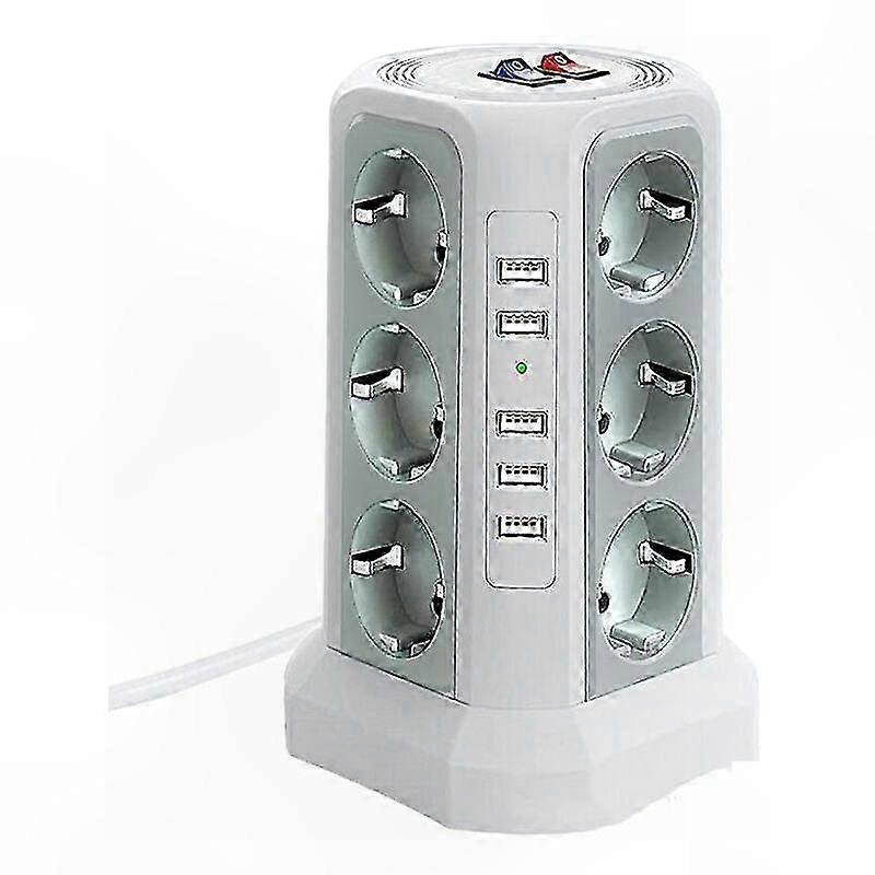 White Power Strip with 3 Switches and Multiple Outlets for Electrical Devices