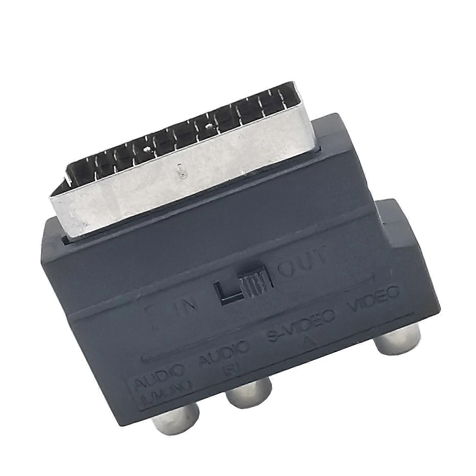 SCART to 3RCA Female Adapter with 21PIN Male Connector and On/Off Button Improve Video Connections Multicolor