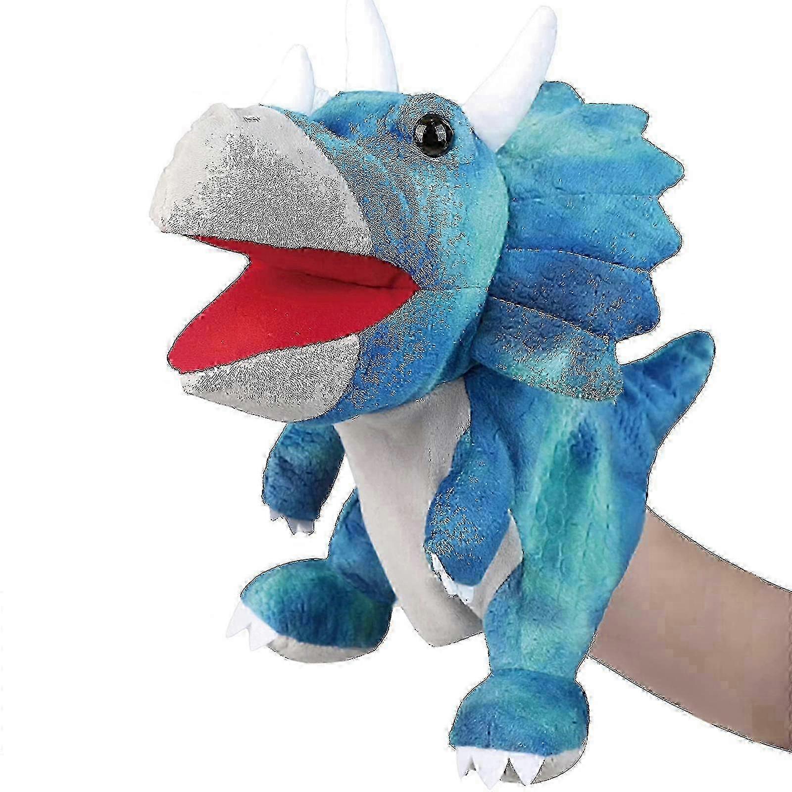 Plush Dinosaur Hand Puppet with Open Movable Mouth for Imaginative Play, Role Play, Interactive Toy Birthday Gift for Kids