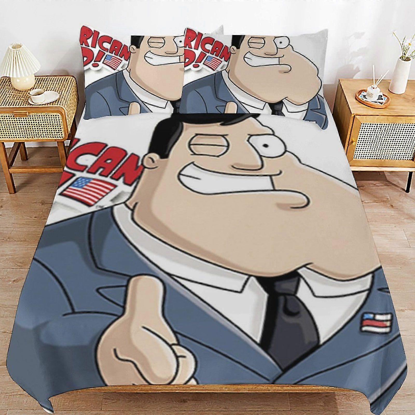 w493 American Dad Zipper Closure Ultra Soft High Thread Count Machine Washable Duvet Cover Sets for All Season m493