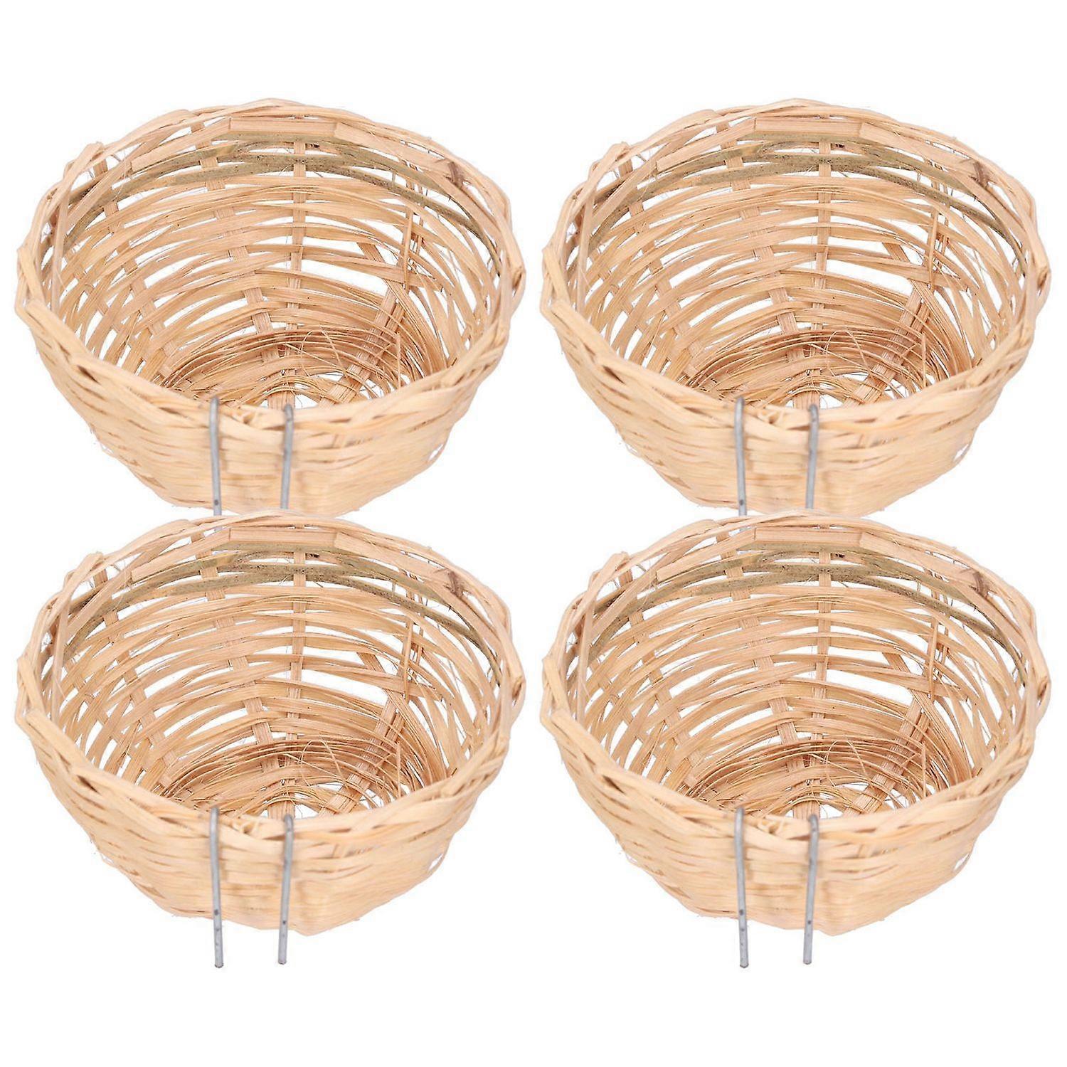 4pcs Bamboo Bird Nest Handmade Weaving Breeding Resting Bird House with Hook for Parrots Canary