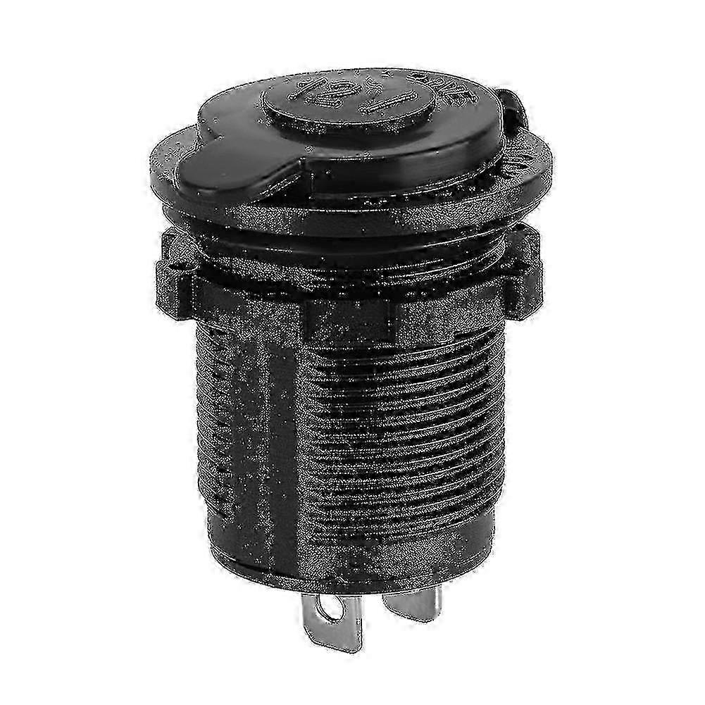 Waterproof 12V/24V Car Cigarette Lighter Socket, ABS Motorcycle Power Outlet with Dustproof Lid