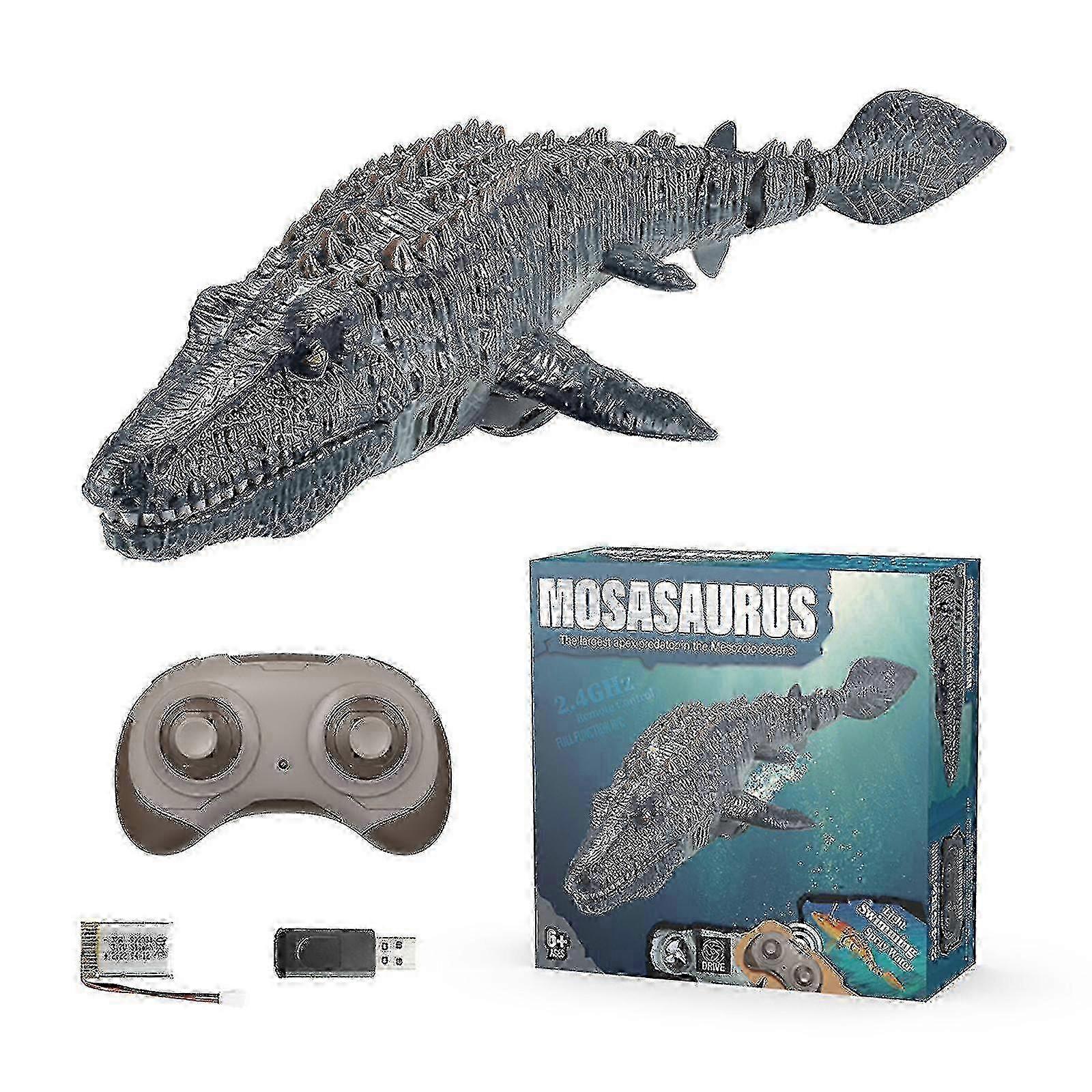 Sofirn New,remote Control Mosasaurus Water Pool Toys For Kids, 2x500mah Rc Boat Dinosaur 1:18 High Simulation Scale Dino, With Light & Spray Wate