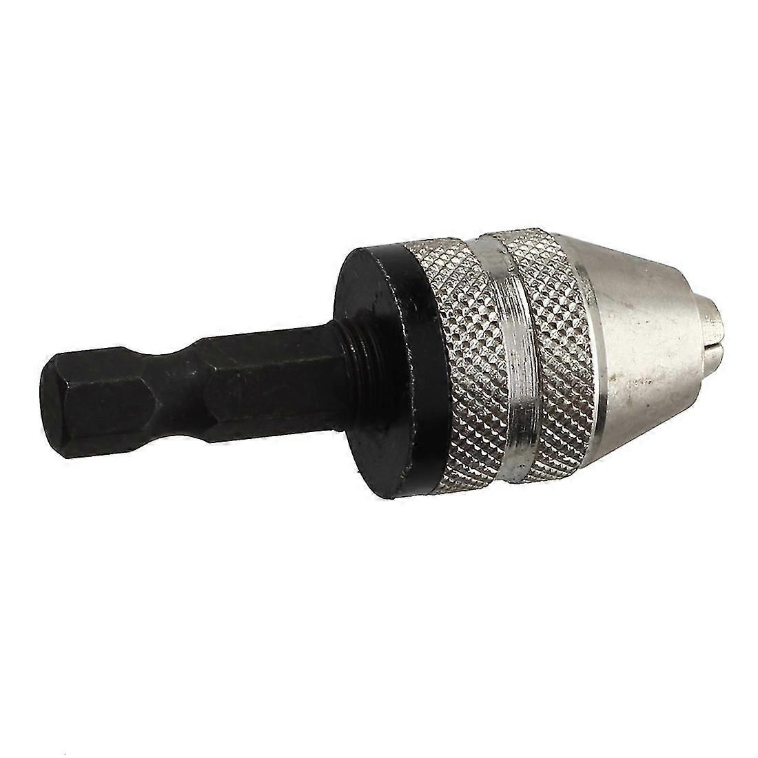 Silver+black 6mm Keyless Drill Bit Chuck Quick Change Adapter Converter Hex Shank