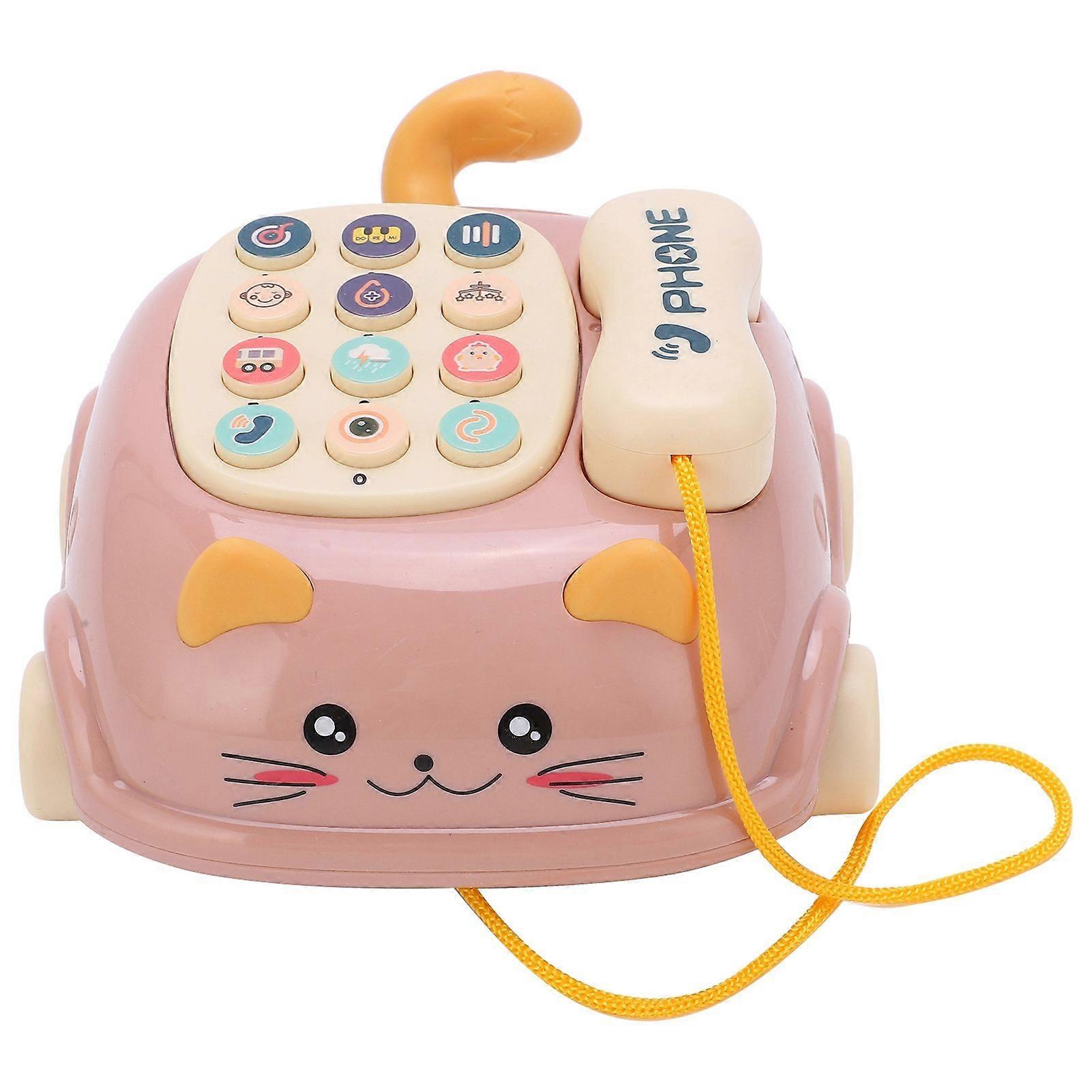 Kids Cute Mobile Phone Toy 16 Different Functions Children Simulation Cat Phone CarPink