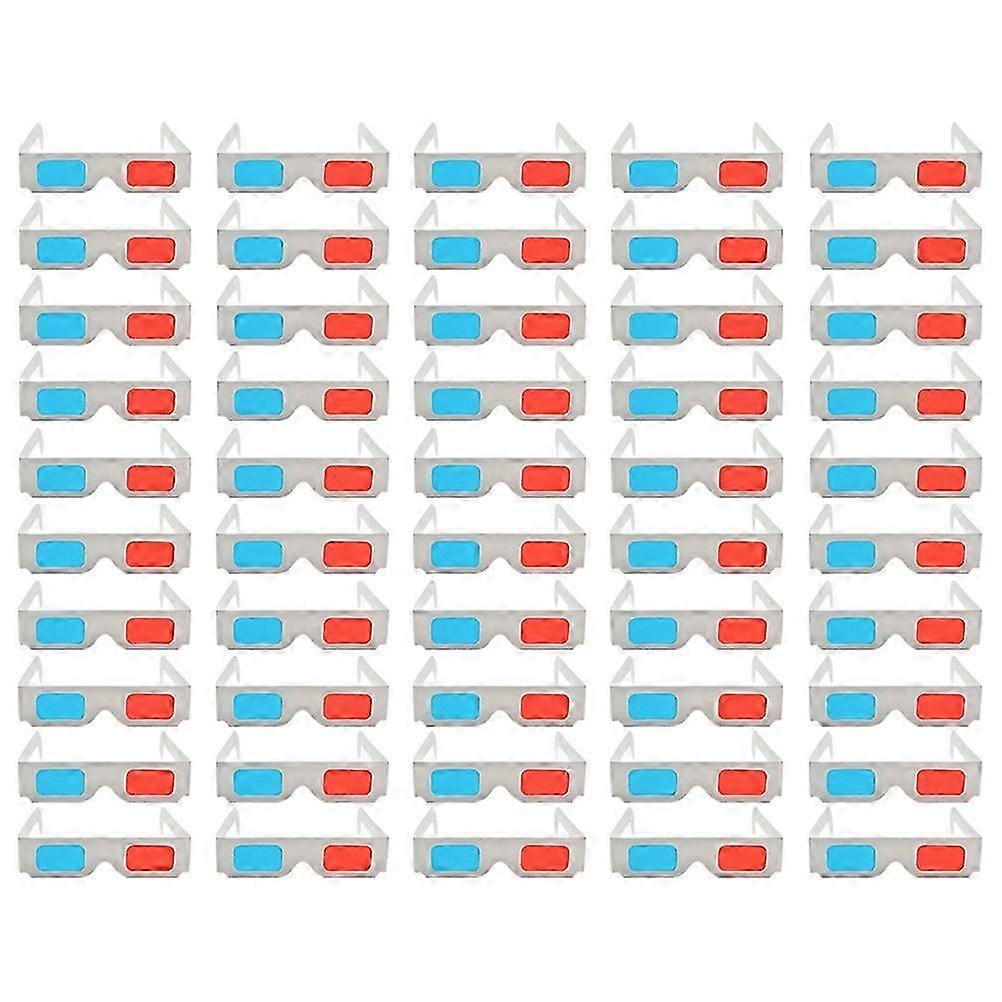 50 ks kartonových anaglyfních 3D brýlí pro TV, filmy a hry | Červené a modré 3D filmové brýle