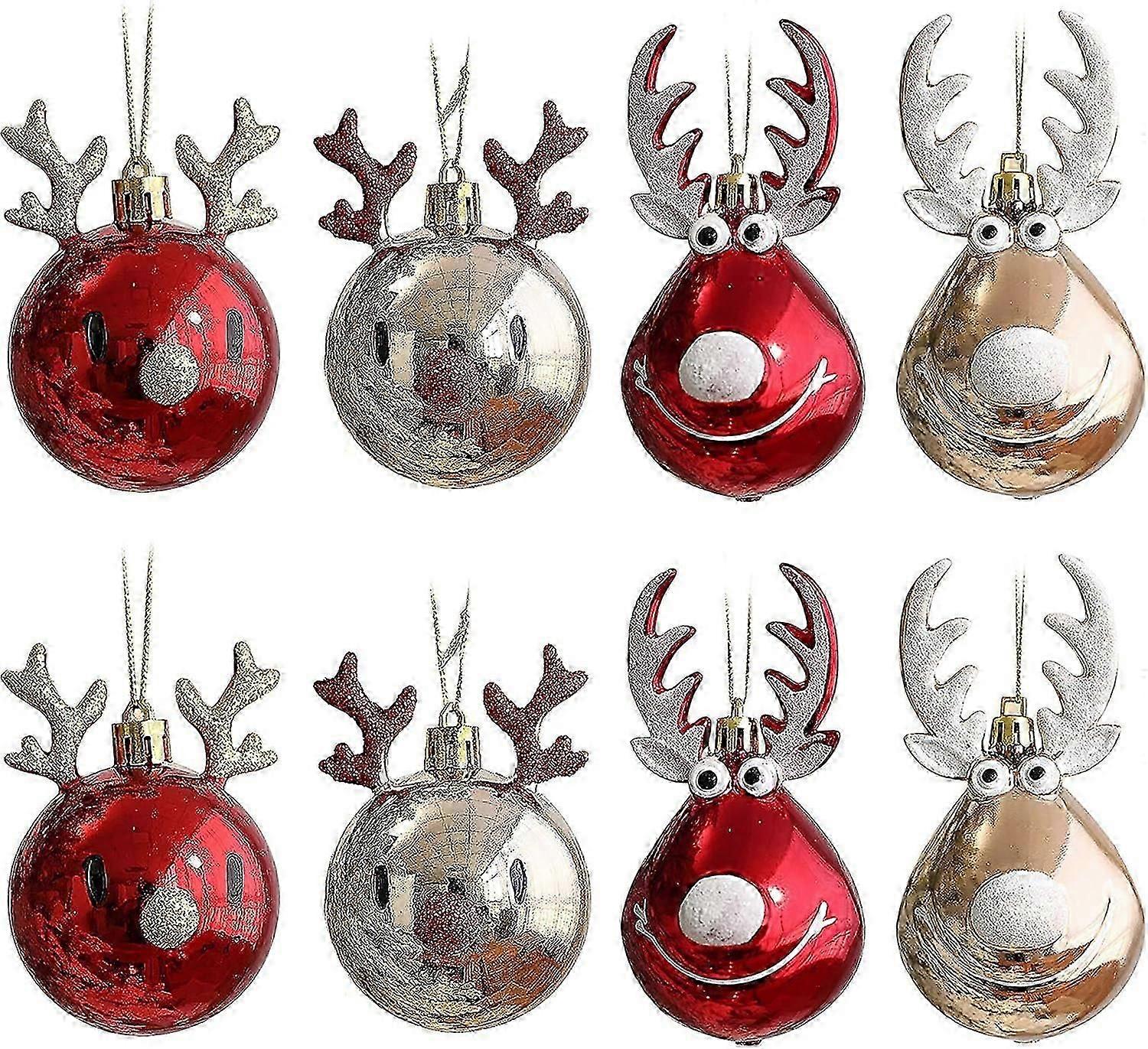 Set of 8 unbreakable Christmas balls for Christmas tree - Balls to fill - Gold and red