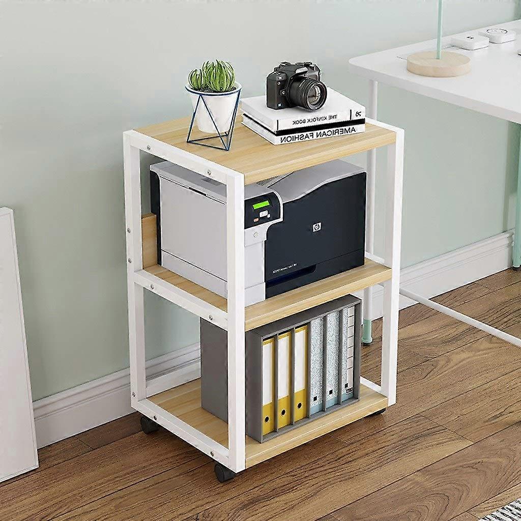 Printer Stand 3Tier Storage Rack with Wheels for Home Office Copier Shredder Organization (F)
