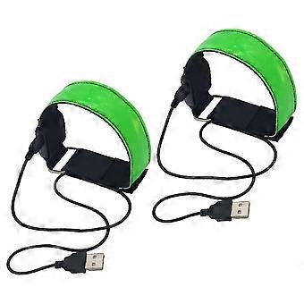 2x Rechargeable LED Lights Armbands High Visibility for Adults Running