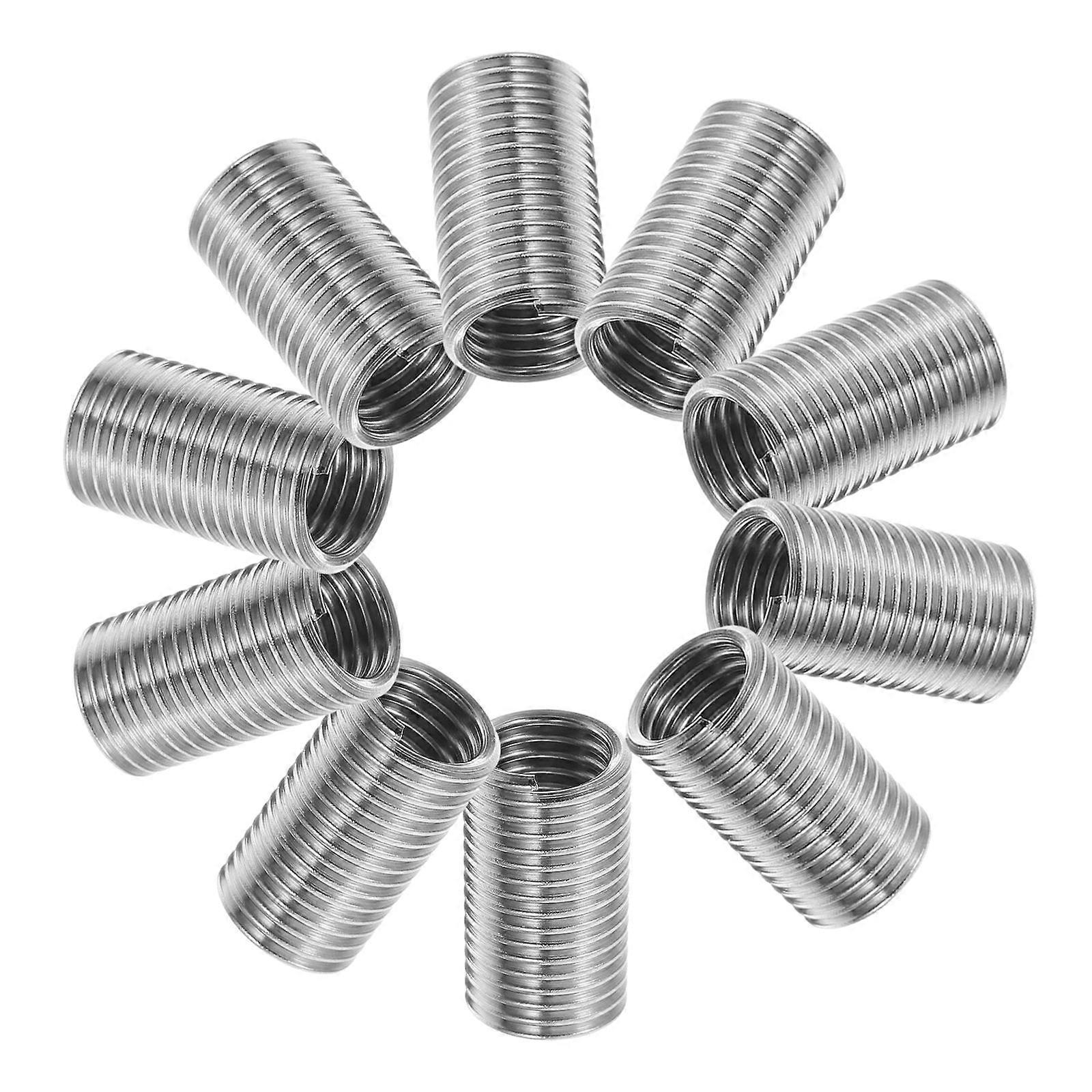 10Pcs Stainless Steel Silver Threaded Screw Inserts for Thread Repair