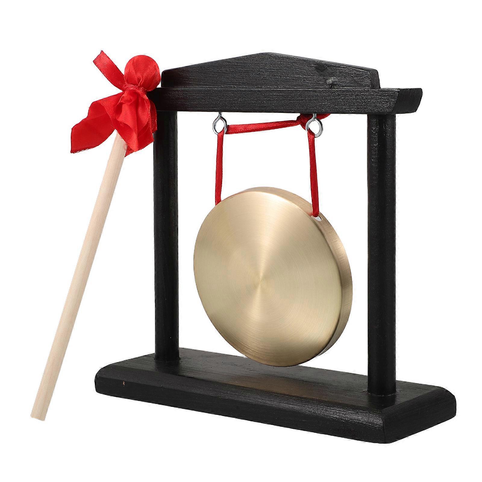 Copper Gong With Stand Traditional Chinese Drum For Grand Openings 20.50X1.80X1.80CM Versatile Use 1 Set