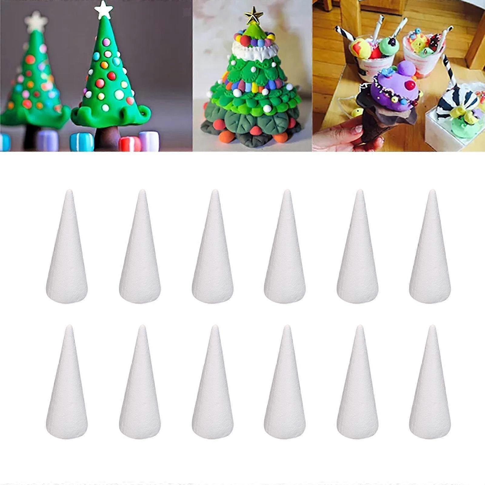 12Pcs Foam Cones for Crafts Decors Christmas Tree Polystyrene Cones for Party