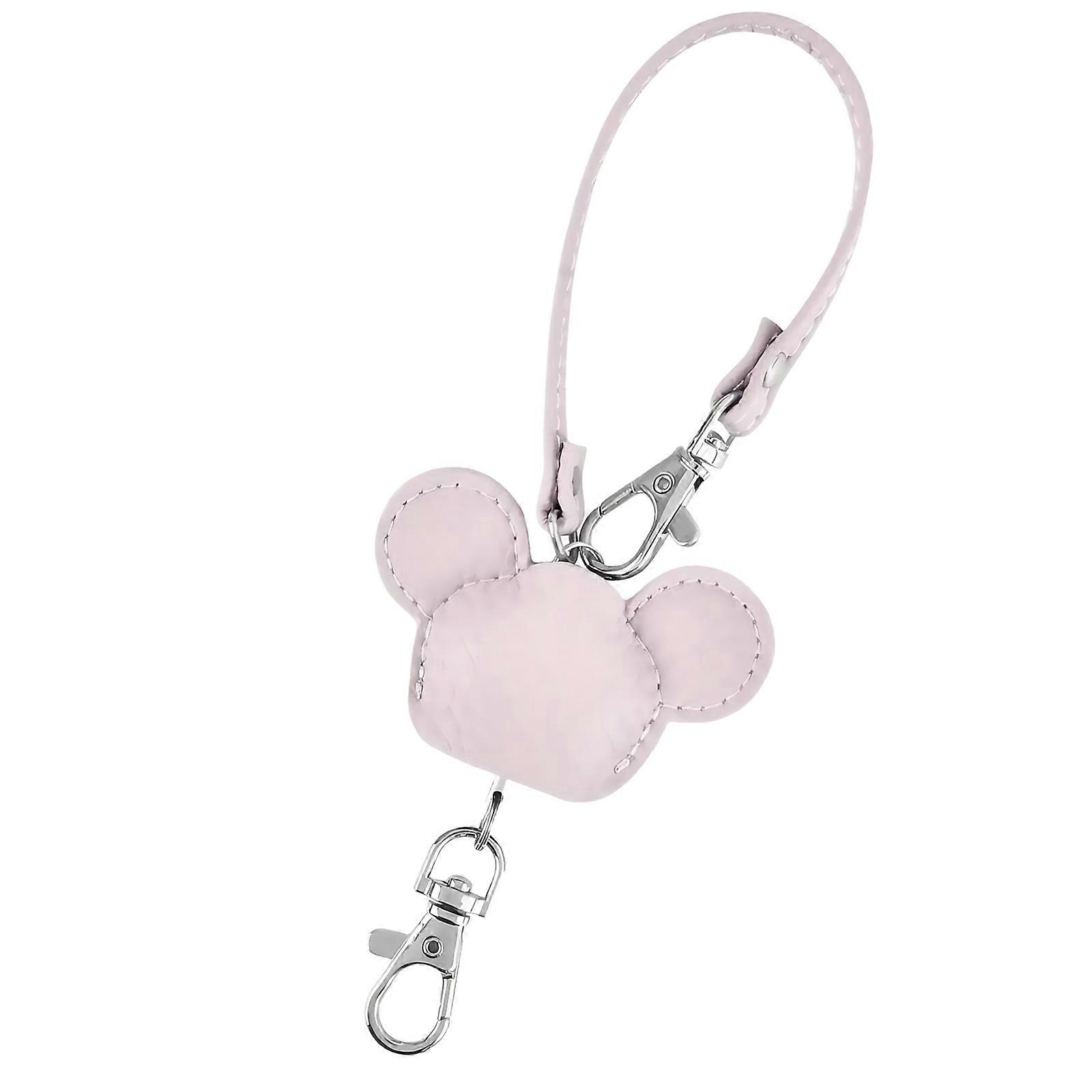 Flexible Mouse Keychain PU Leather Key Holder Hanging Ornament With Extendable Cord For Commuting Campus Use  Purple