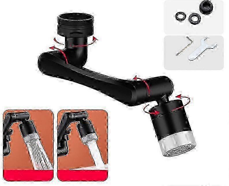 w 360° Rotating Faucet Aerator with 2 Spray Modes, Universal Tap Extender (1080+360° Adjustment)