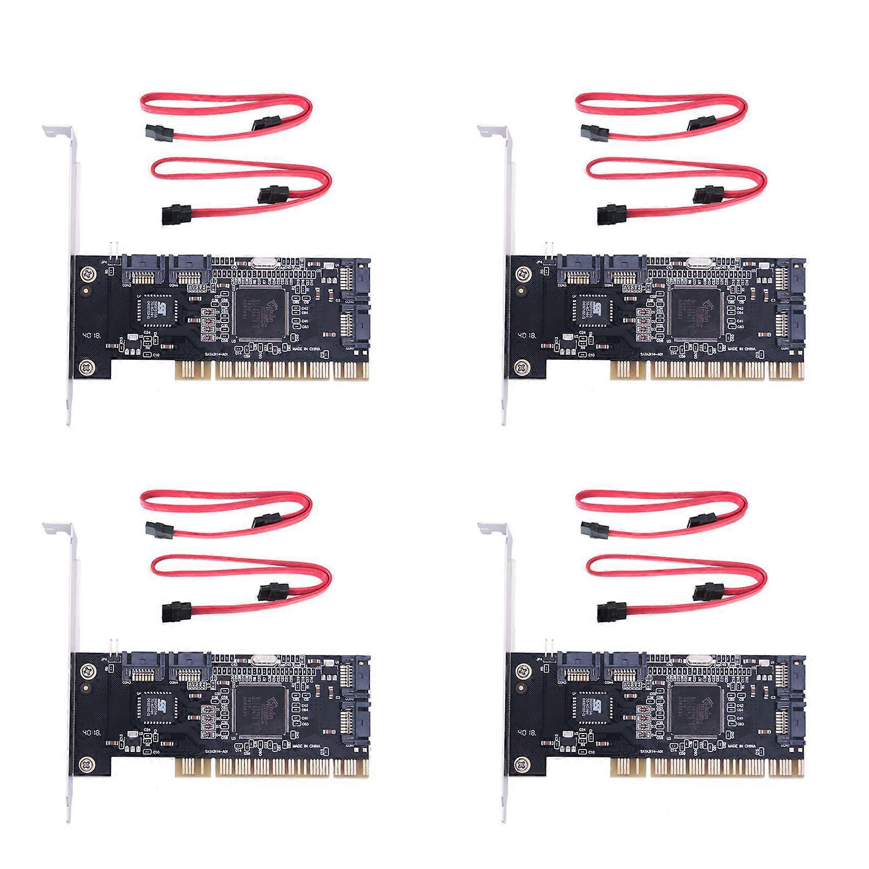 4X 4 Ports PCI SATA Raid Controller Internal Expansion Card with Two Sata Cables, for Desktop PC,Support SATA Hard Drive