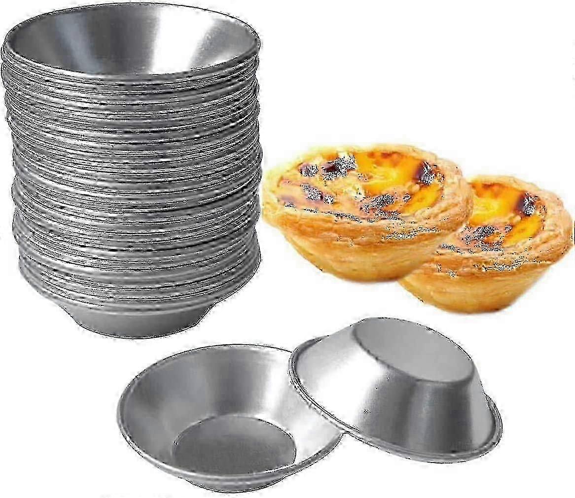 24パックエッグタルトモールド-タイニーパイタルトレットデザートモールドパン-ブリキプトカップ耐熱皿マフィンカップケーキケーキクッキーモールドベーキングツール-ラウンド再利用可能な非