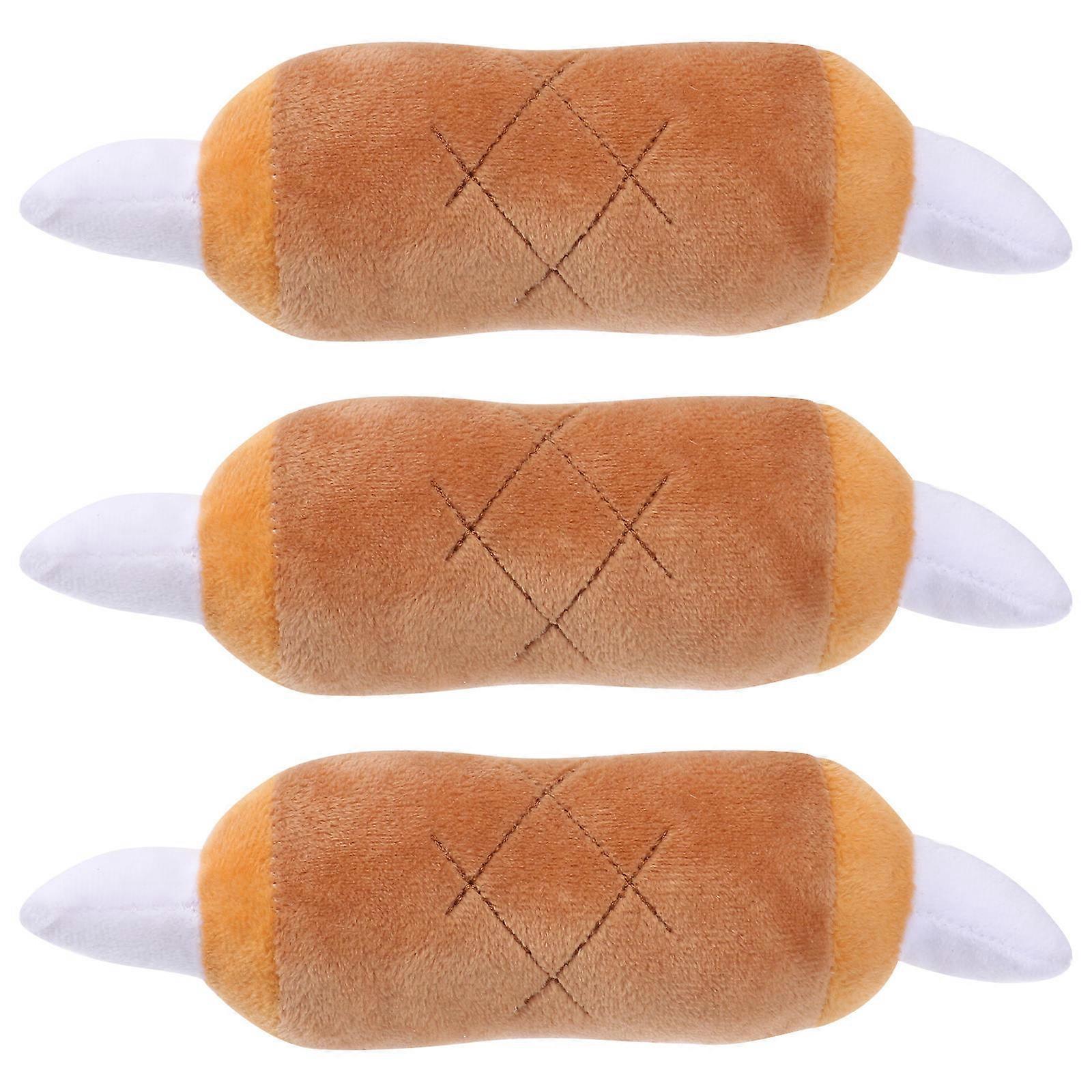 Pet Chew Toy Plush Bone Dog Sound Toy for Playing 3Pcs Orange