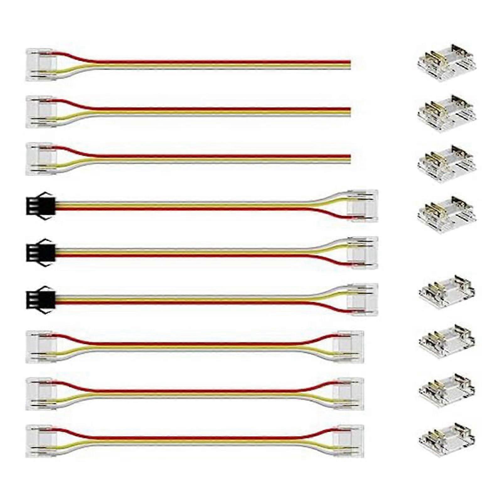 12mm Connectors Strip Light 3-Pin Solderless Terminal Connection Kit,Dual-End Extension Connector,Strip to WireConnector